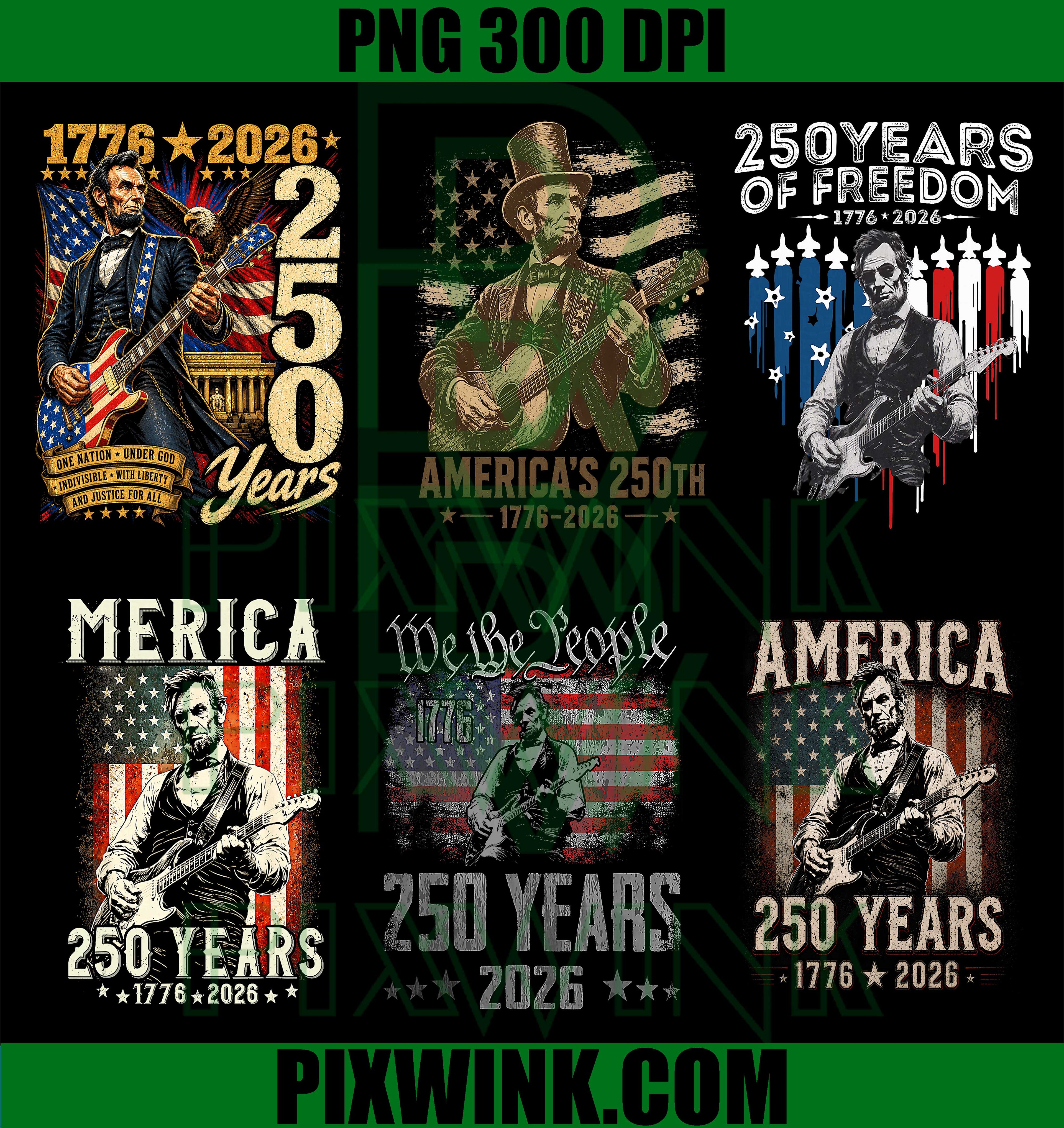 America 250th Lincoln Rocker Bundle PNG, US Flag Patriotic PNG