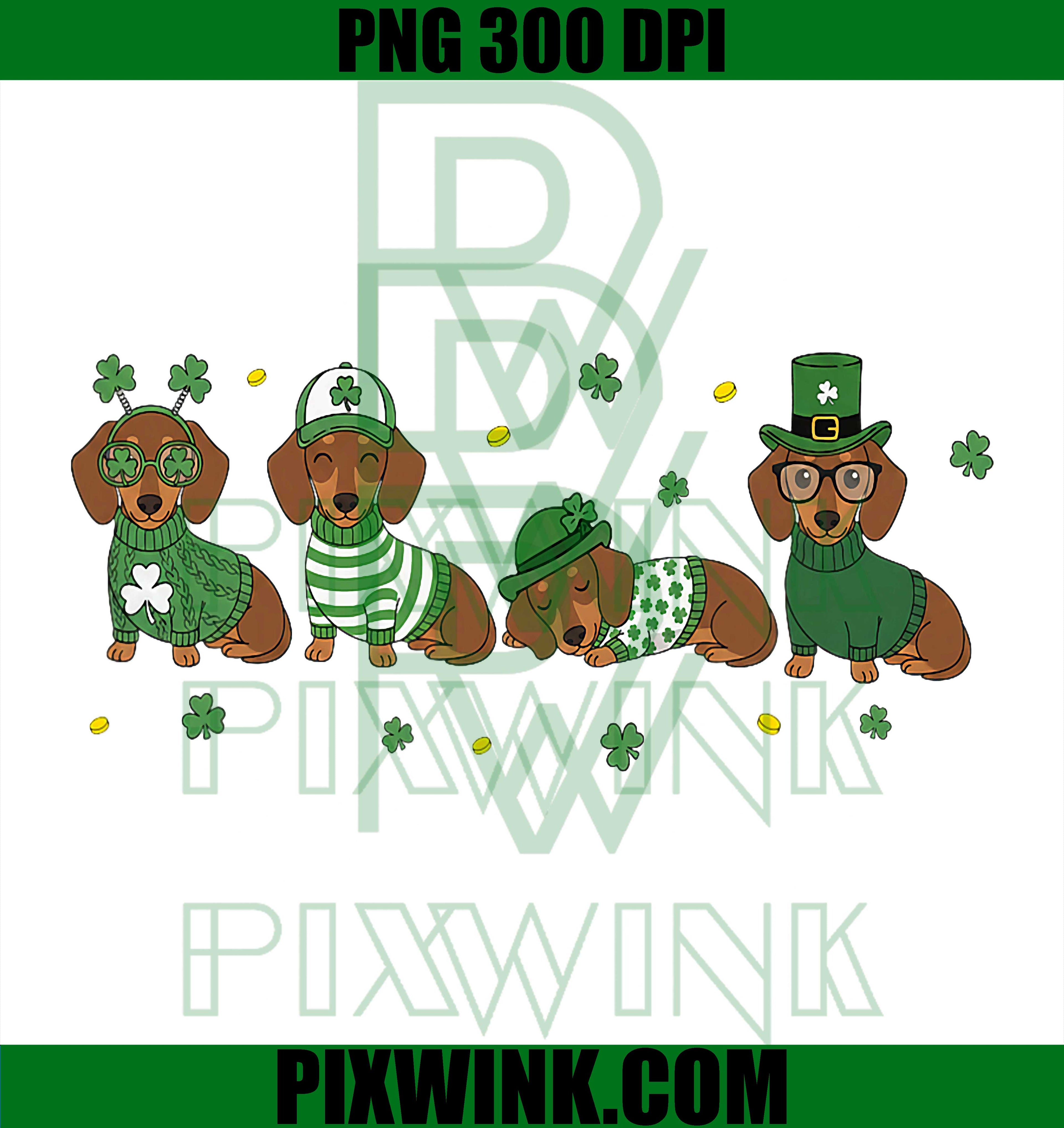 Dachshund St Patrick’s Day PNG, Wiener Dog Shamrock Lover PNG