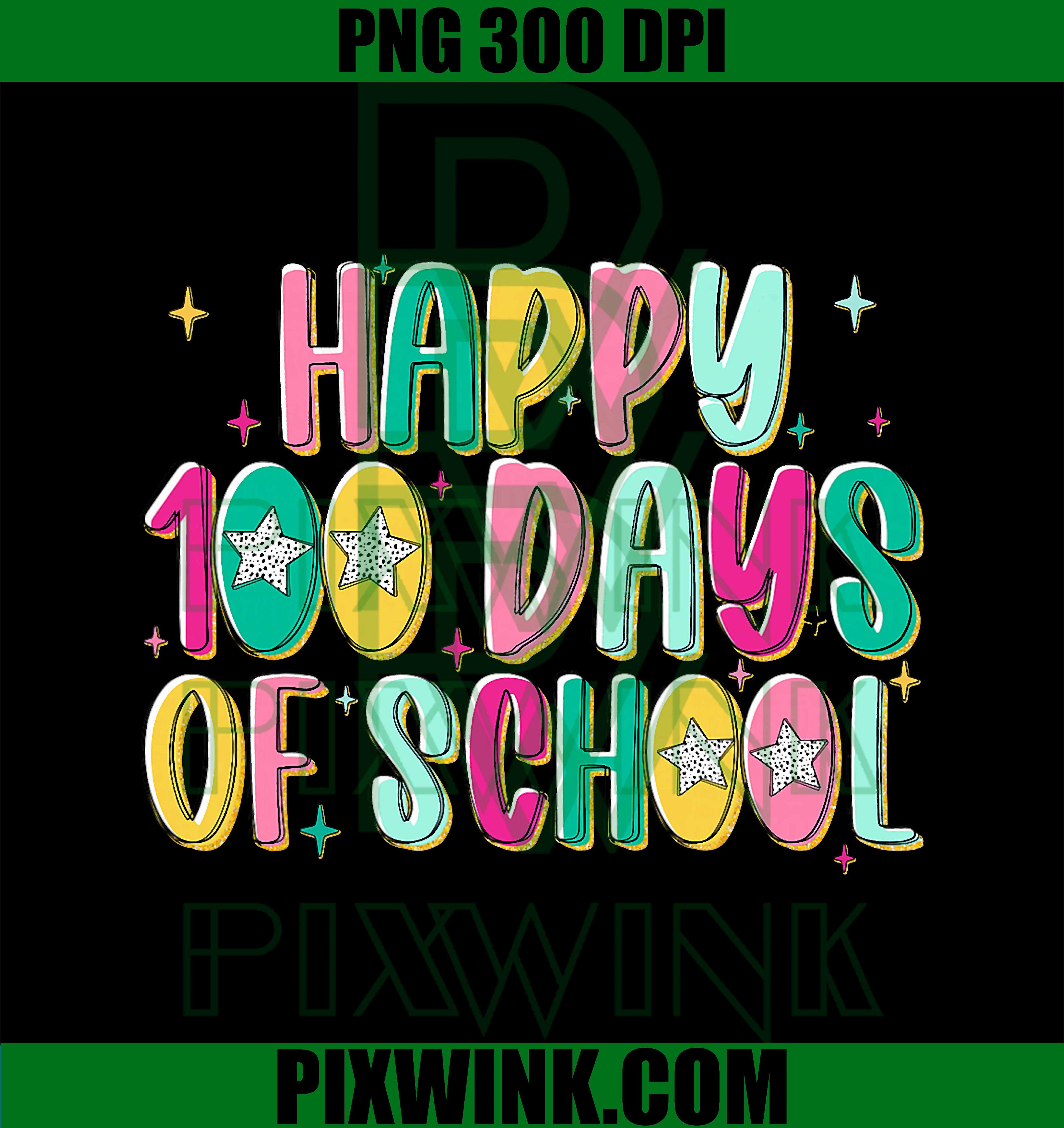 Cute Happy 100 Days of School Preppy Boy Girl Kid Teacher PNG