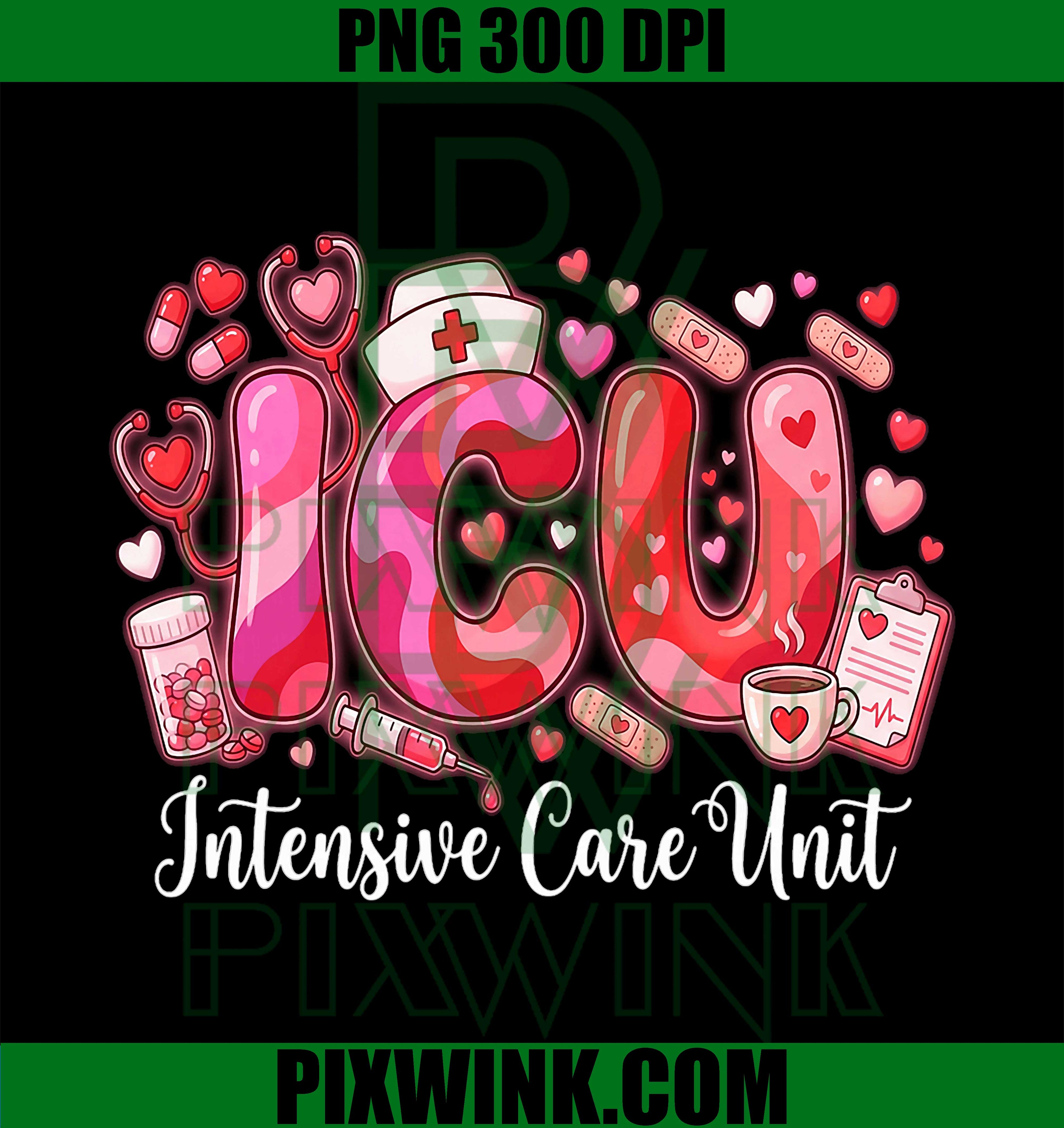 Cute Hearts ICU Valentine Nurse, Valentines Day Nurses PNG