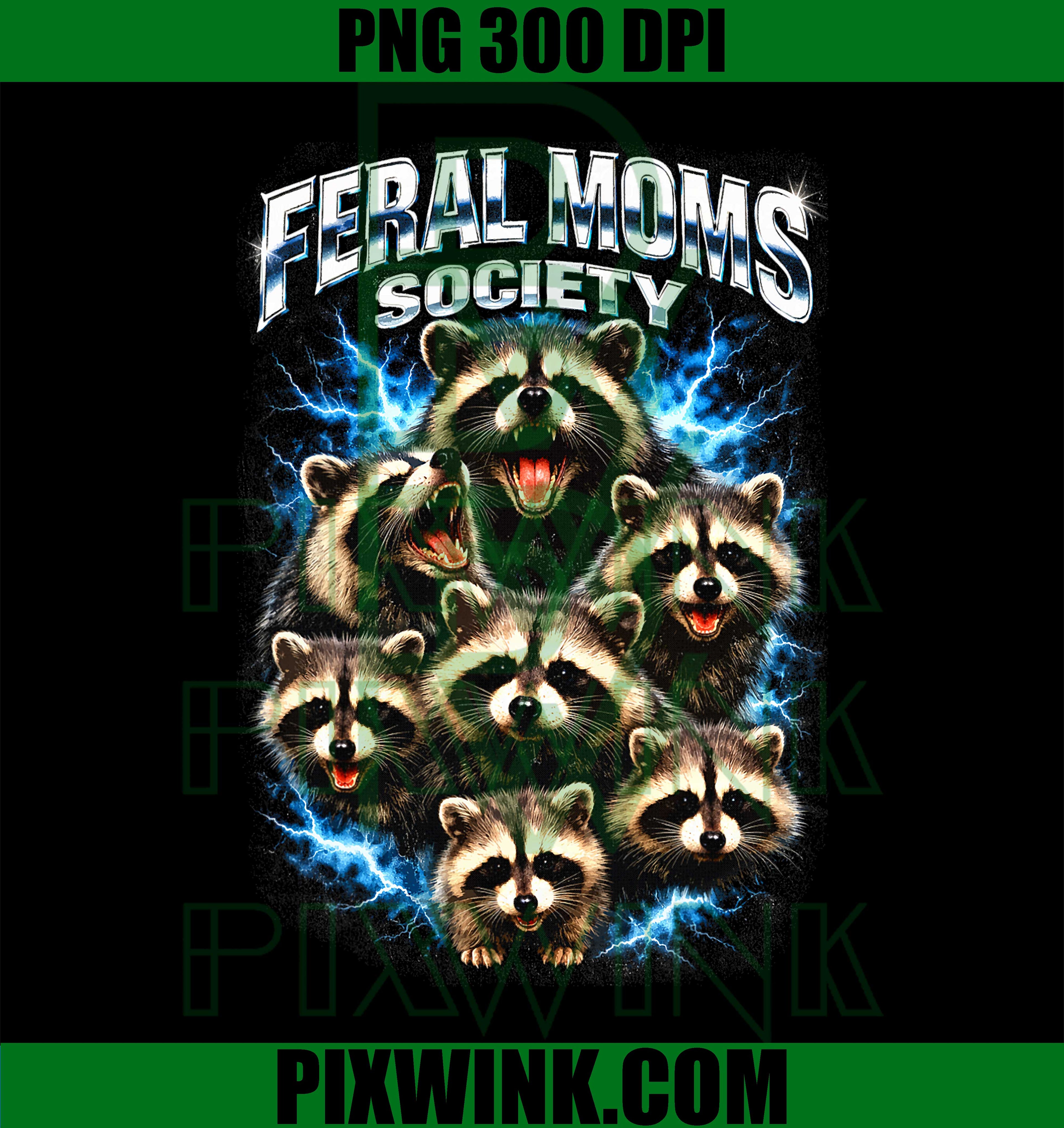 Funny Feral Mom Raccoon Hip Hop PNG, 90s Bootleg Rap Style PNG