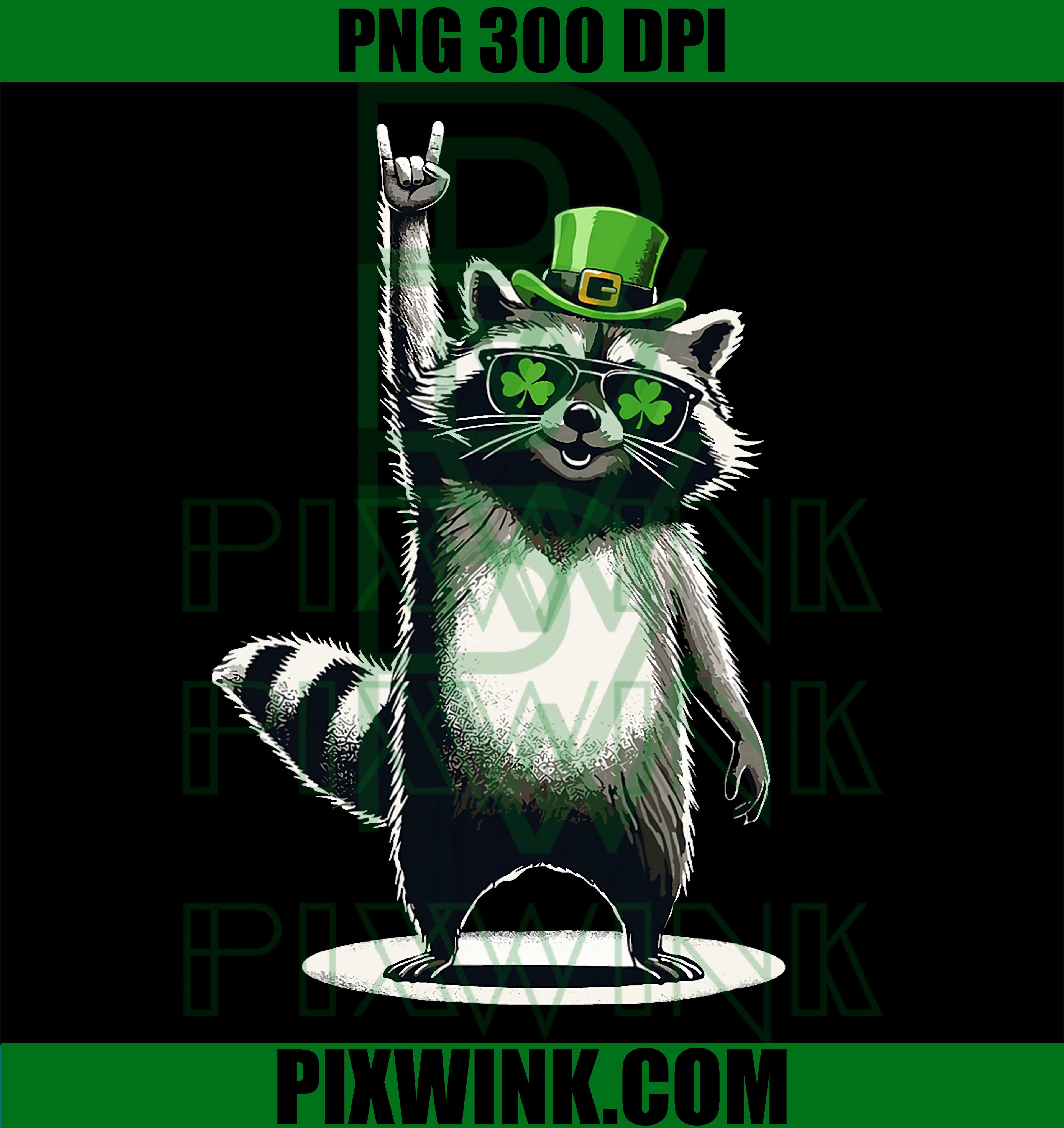 Raccoon St Pattys Shamrock PNG, Funny St Patricks Day Design PNG