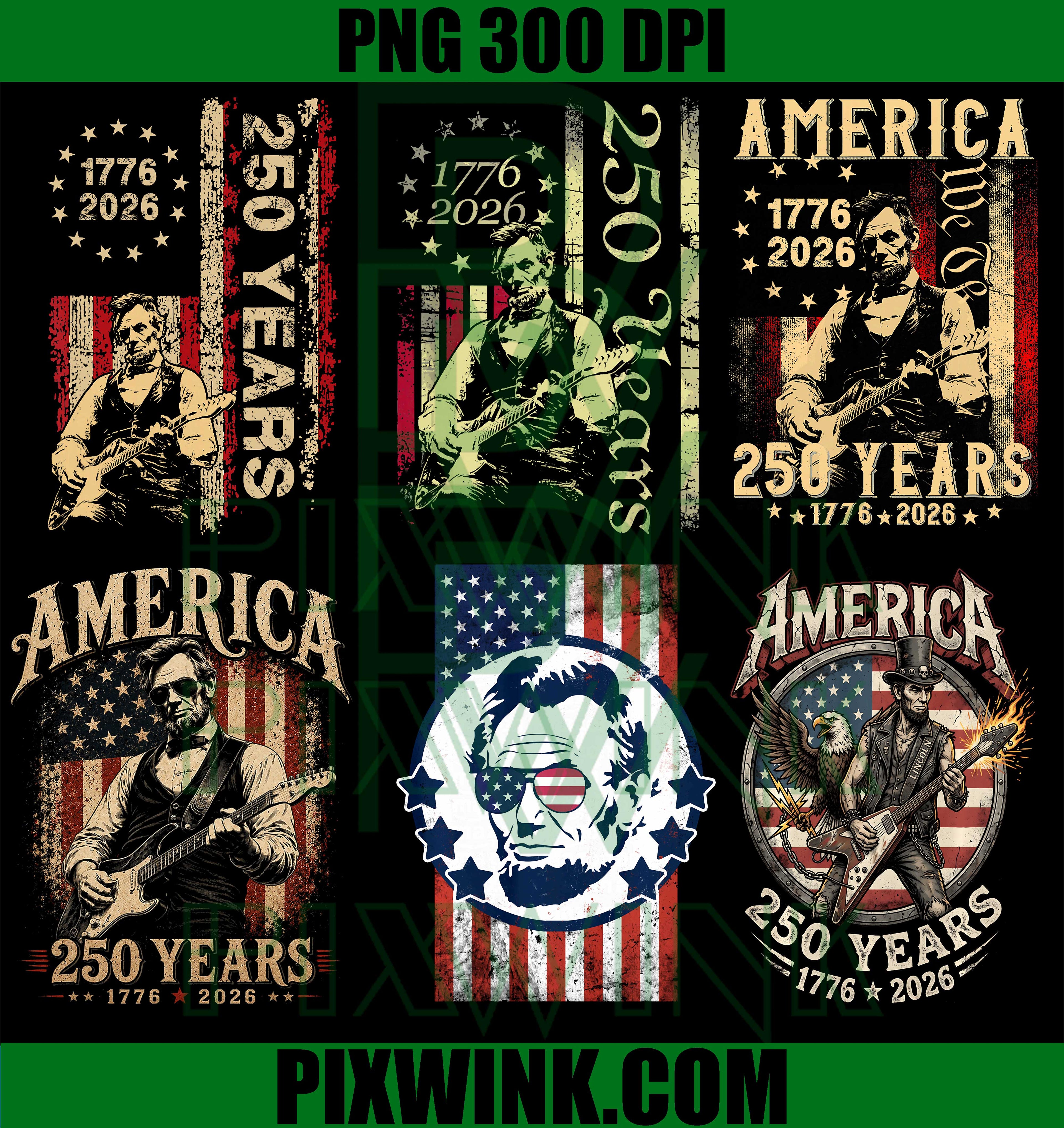 America 250th Lincoln Rocker Bundle PNG, US Flag Patriotic PNG