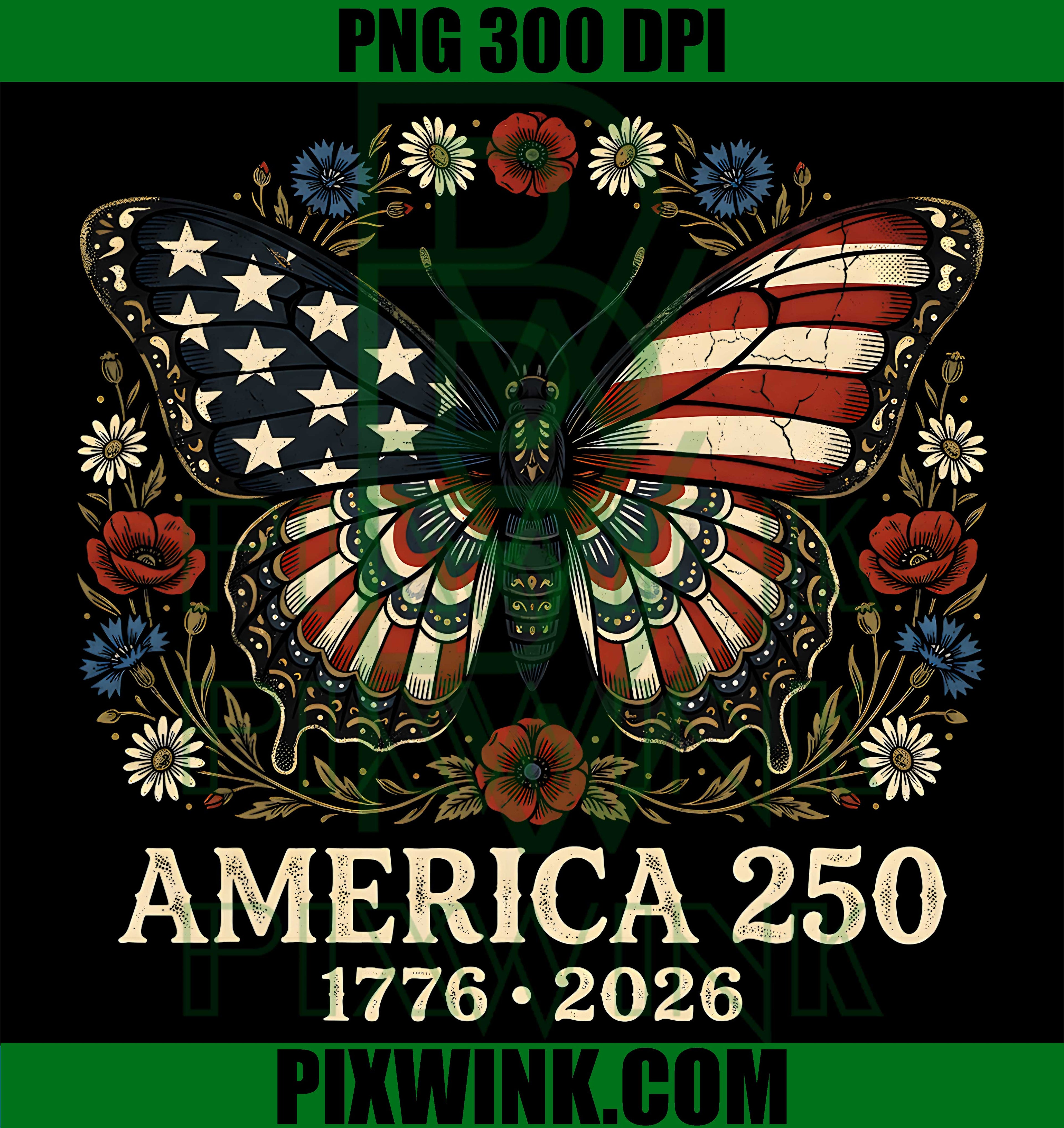 USA Flag 250 PNG, 1776-2026 Anniversary PNG, 4th July Patriotic PNG