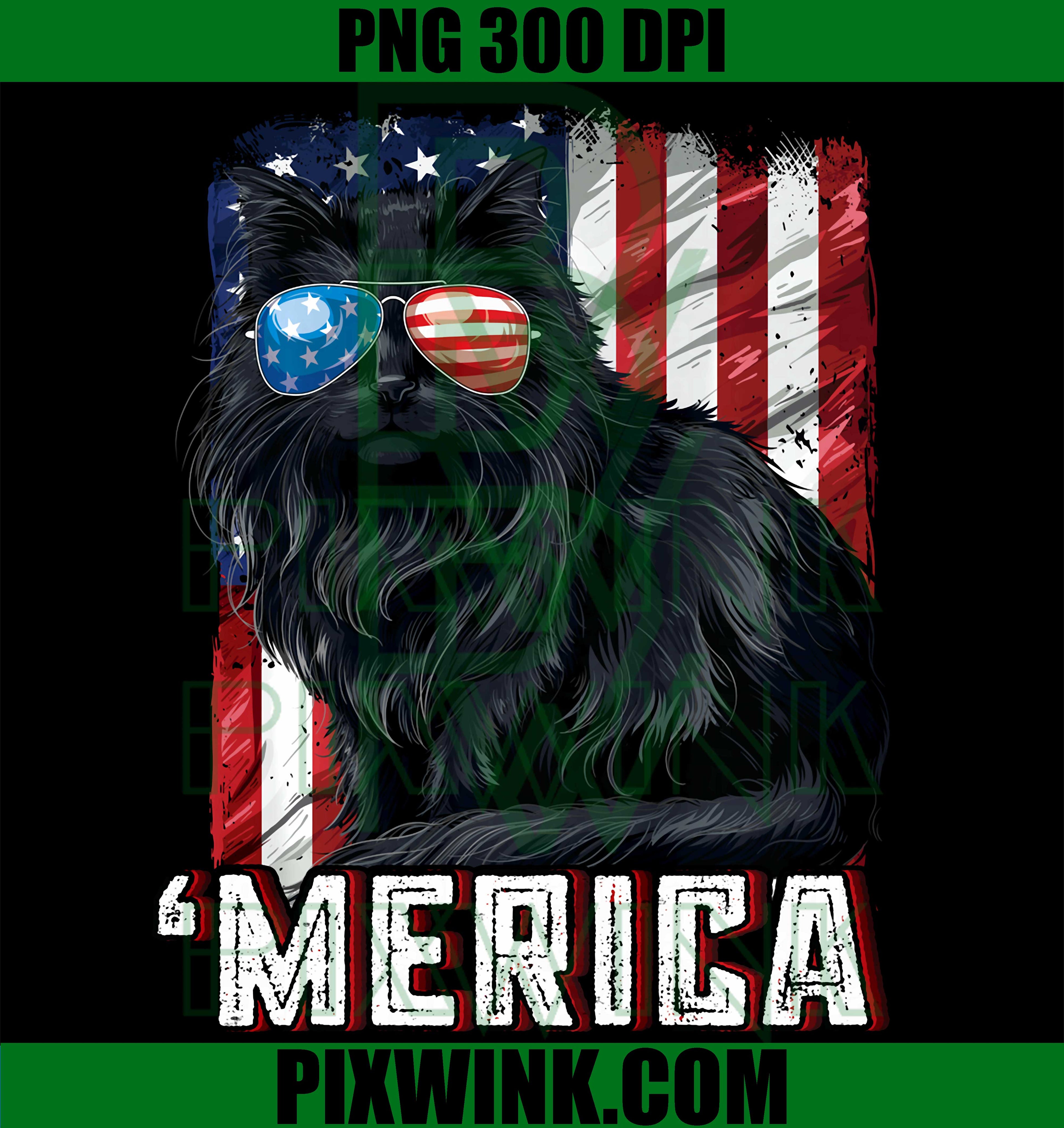 Patriotic Merica Cat PNG, USA American Flag 4th Of July PNG