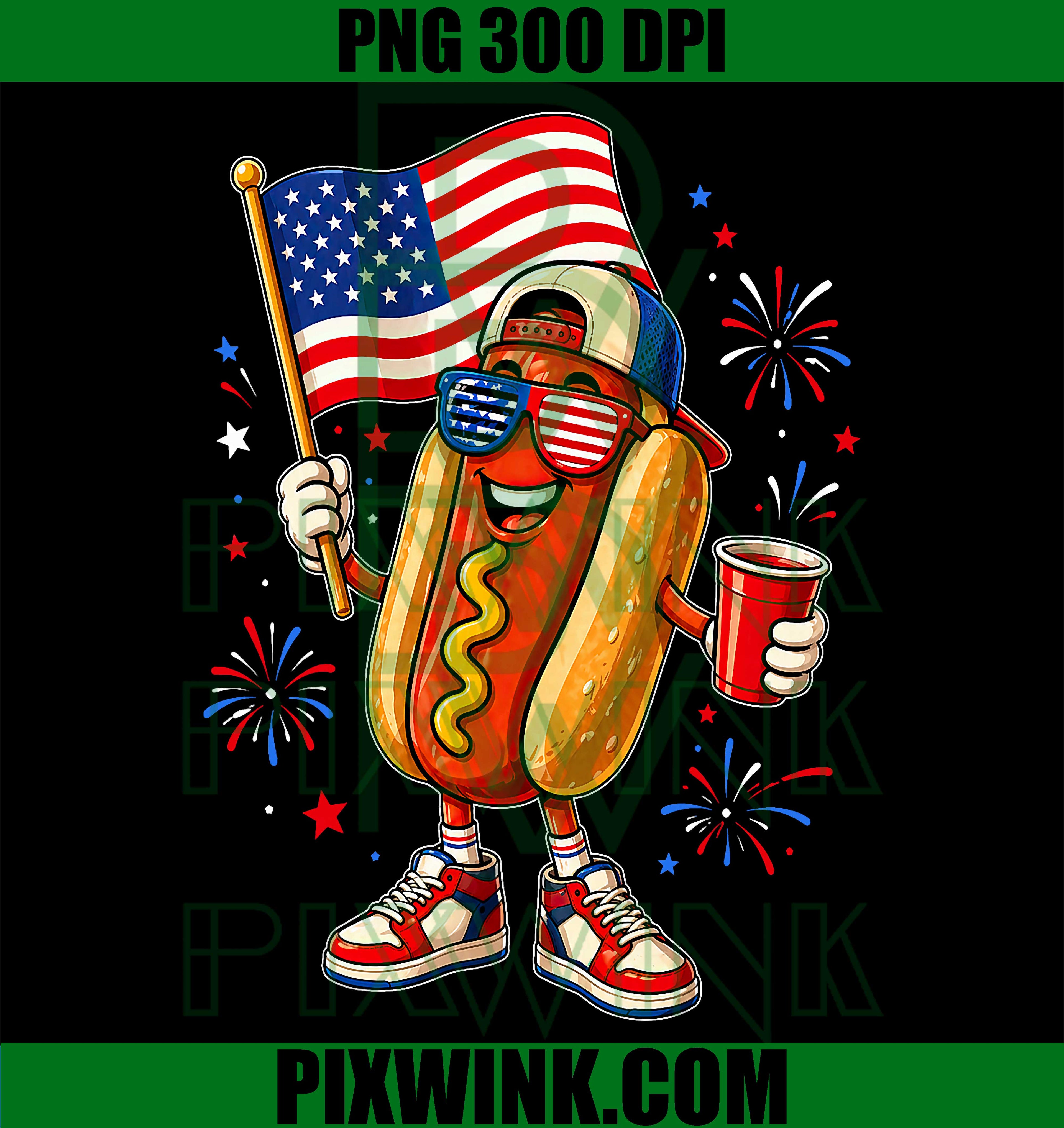 4th July Hotdog PNG, Patriotic American Flag PNG