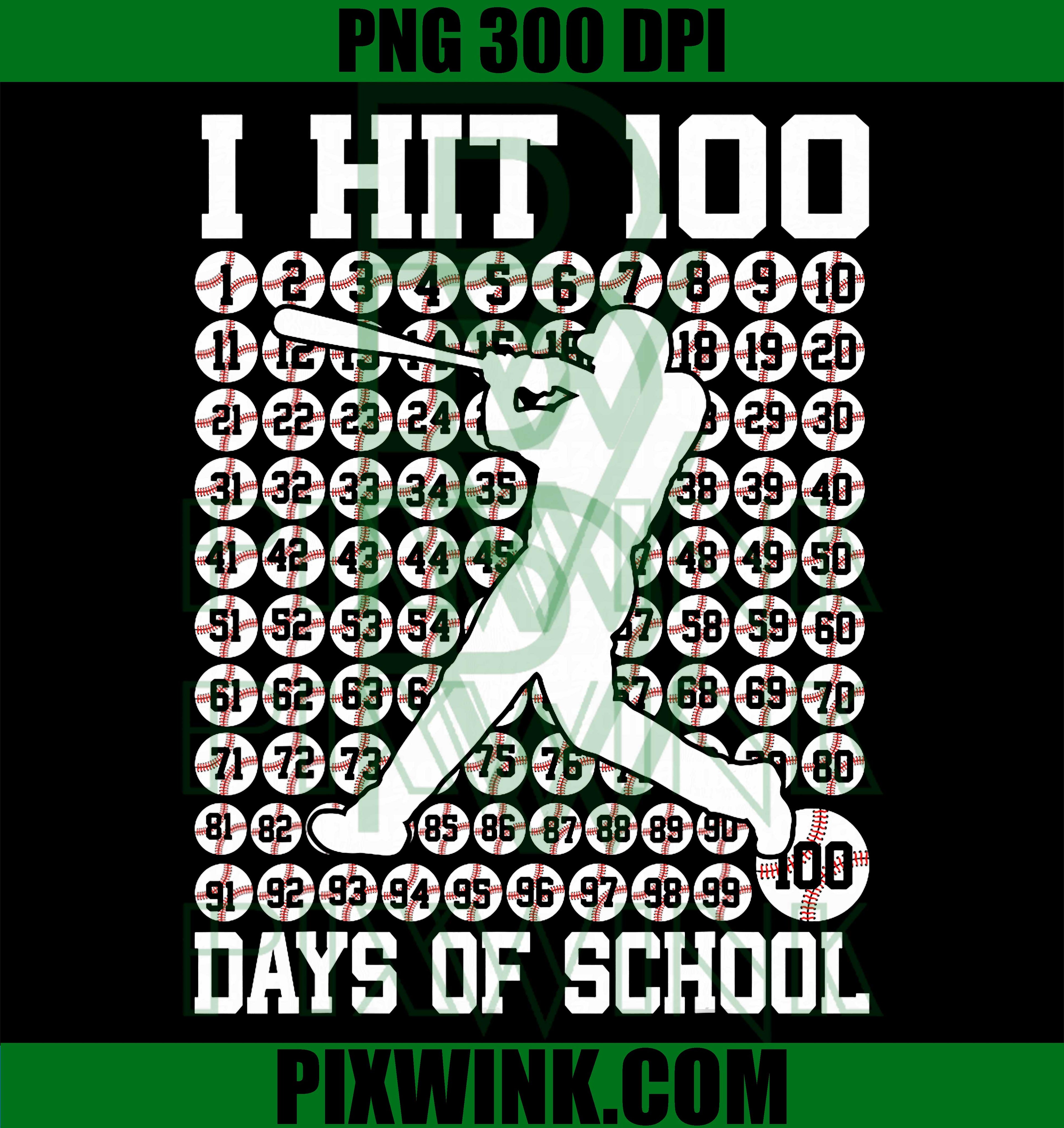 100 Days School Baseball PNG, 100th Day Kids PNG, School Boys Art PNG