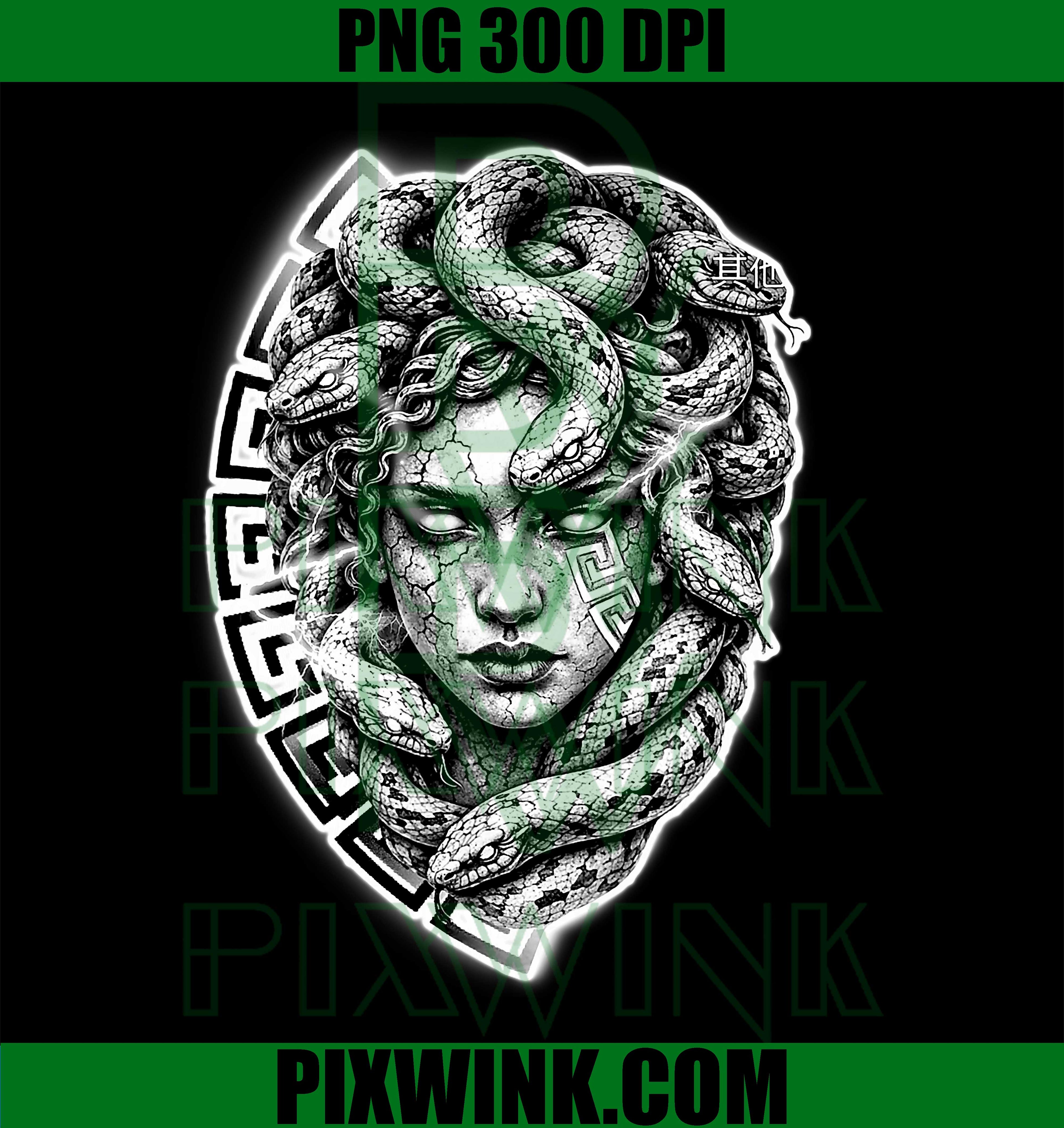 Medusa Stone Goddess PNG, Snake Serpent PNG, Meandros Design PNG