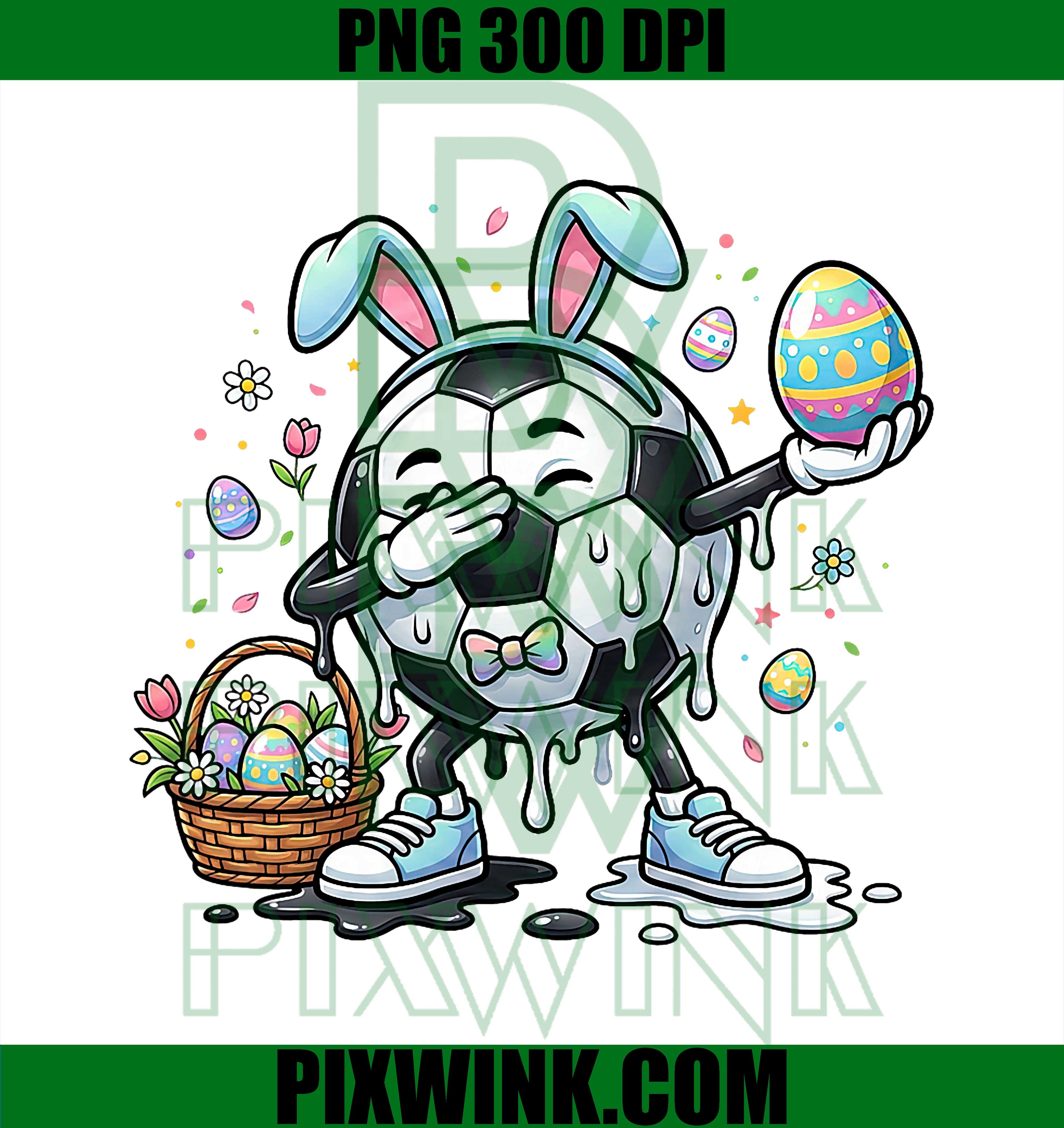 Funny Soccer Bunny PNG, Easter Bunny Drip PNG, Kids Easter PNG