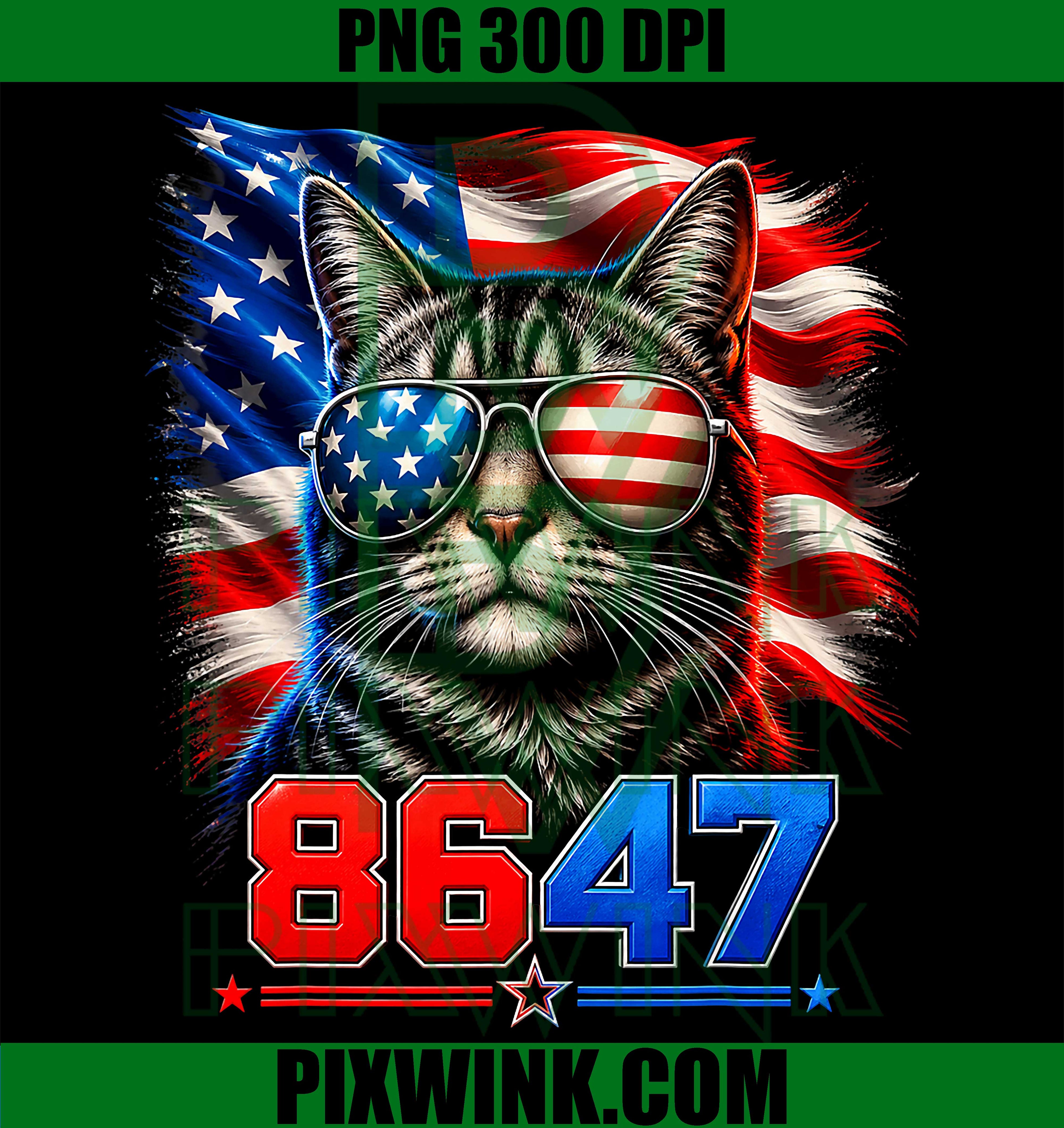 Patriotic Cat USA Flag PNG, Funny Sunglasses Cat Lover PNG