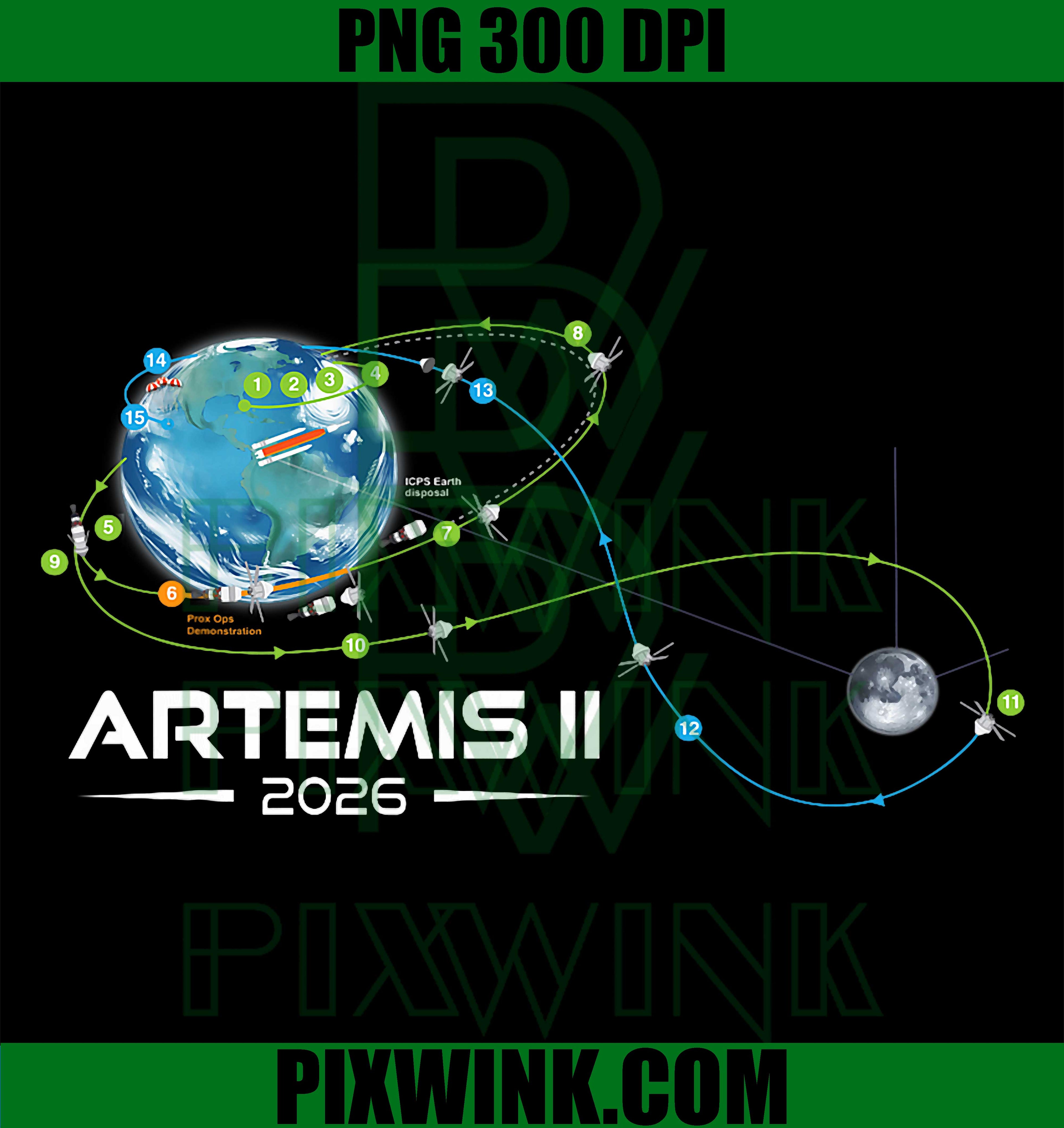 Artemis 2 Route Map PNG, SLS Rocket Moon Mission PNG