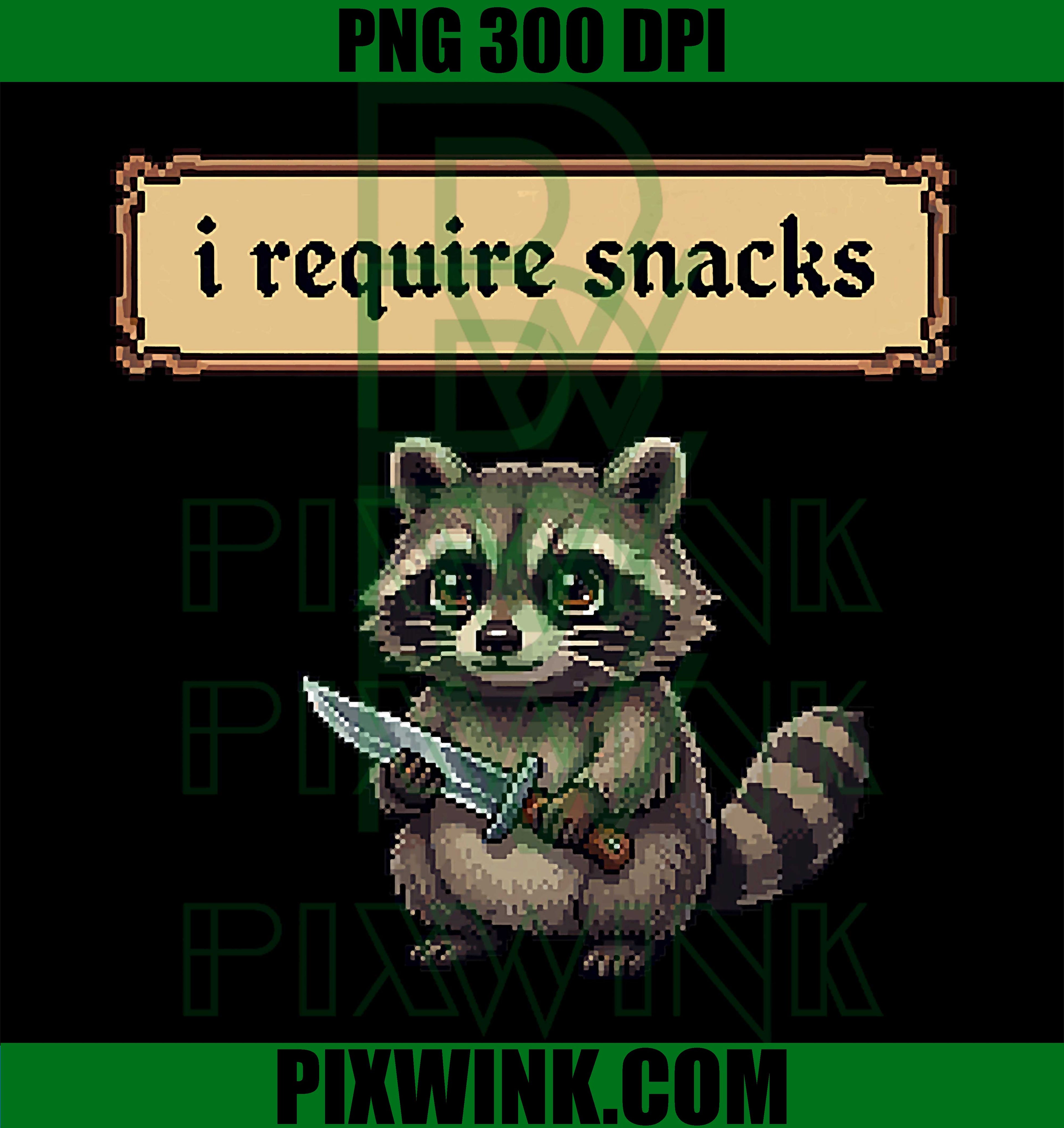 I Require Snacks PNG, Raccoon Quote PNG