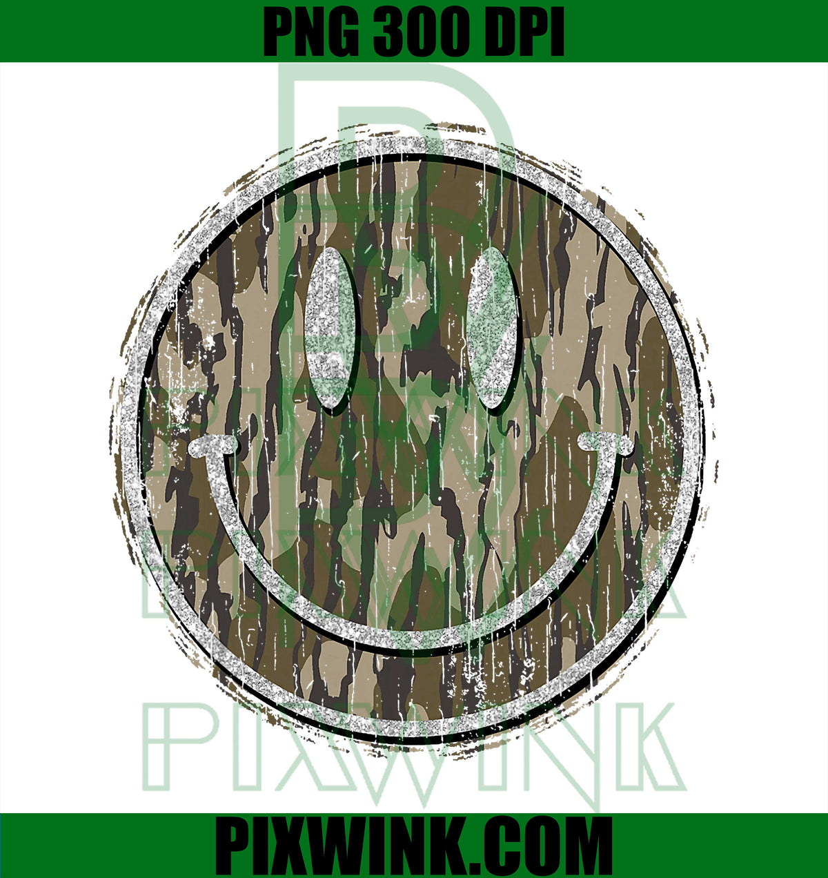 Vintage Hunting Camo Smile Face, Happy Smiling PNG, Camouflage PNG