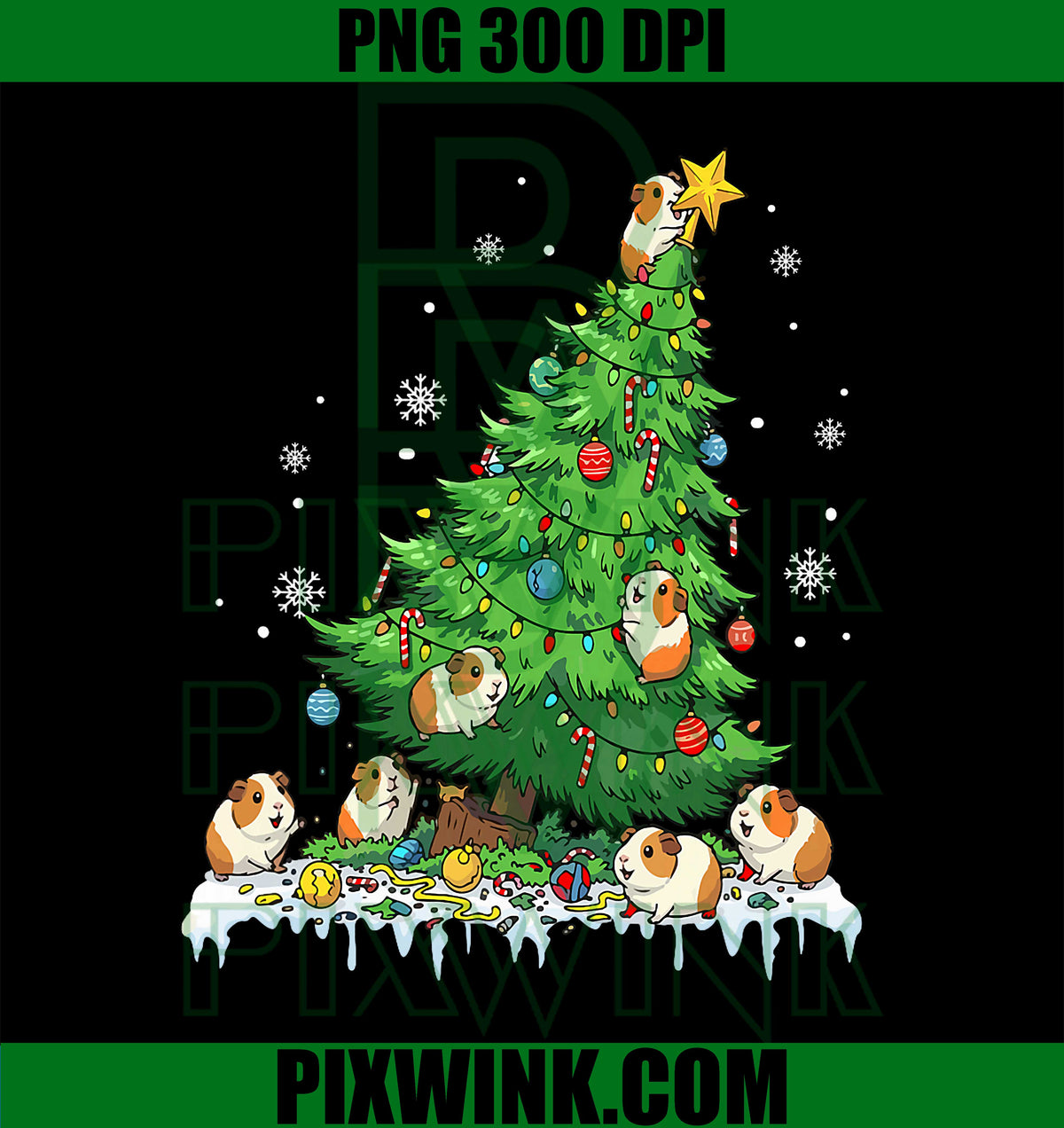 Group Guinea Pig On Xmas Tree Damage Matching Animal Lover PNG