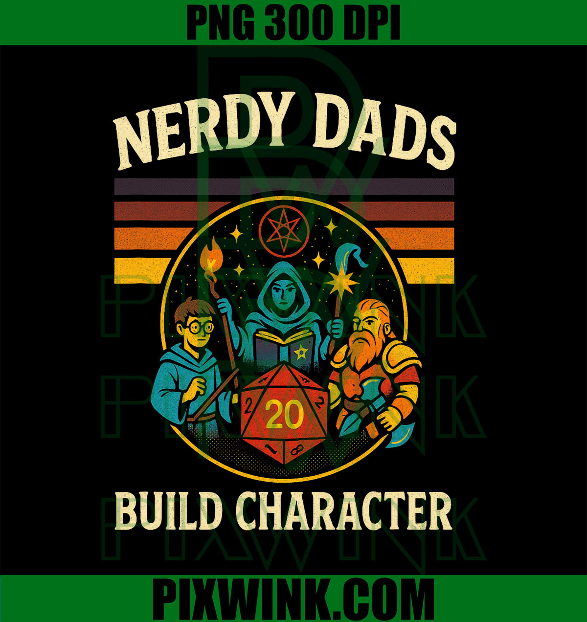 Nerdy DADS Build Character, RPG Gaming Fantasy PNG
