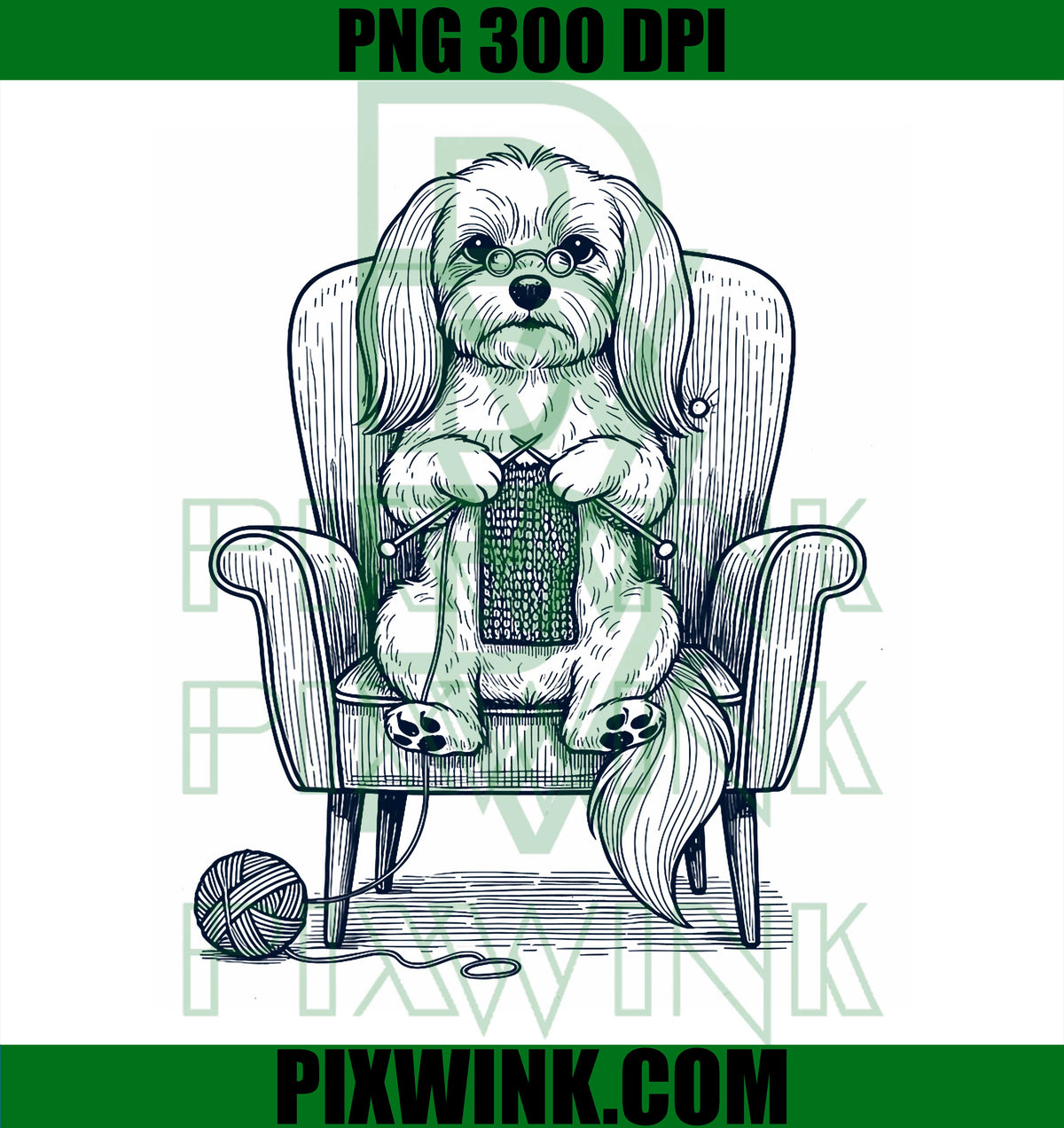 Vintage Maltese Dog Knitting, Knit Lover PNG, Maltese Dog PNG