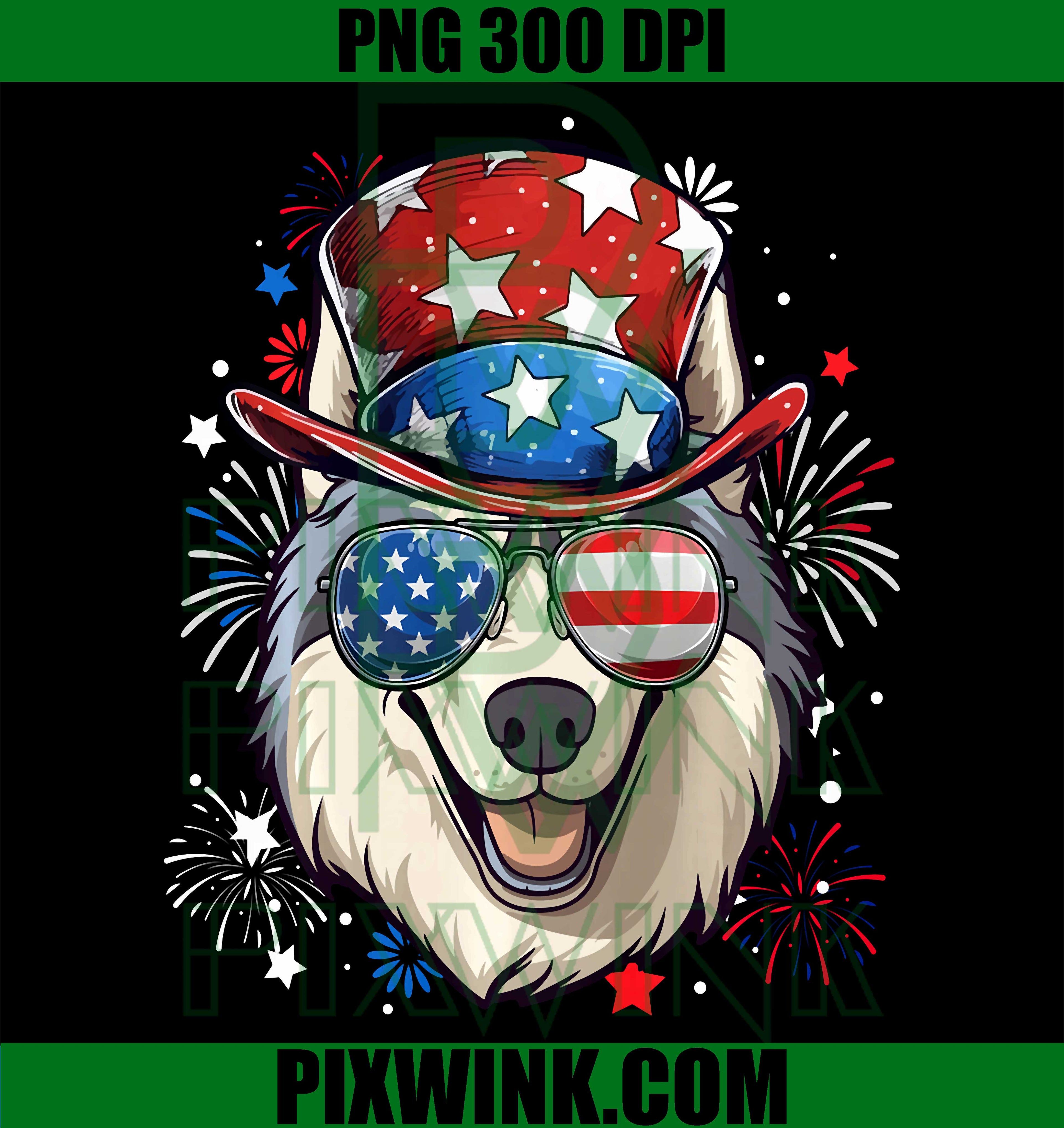 Alaskan Malamute Patriotic PNG, USA Flag 4th Of July Dog PNG
