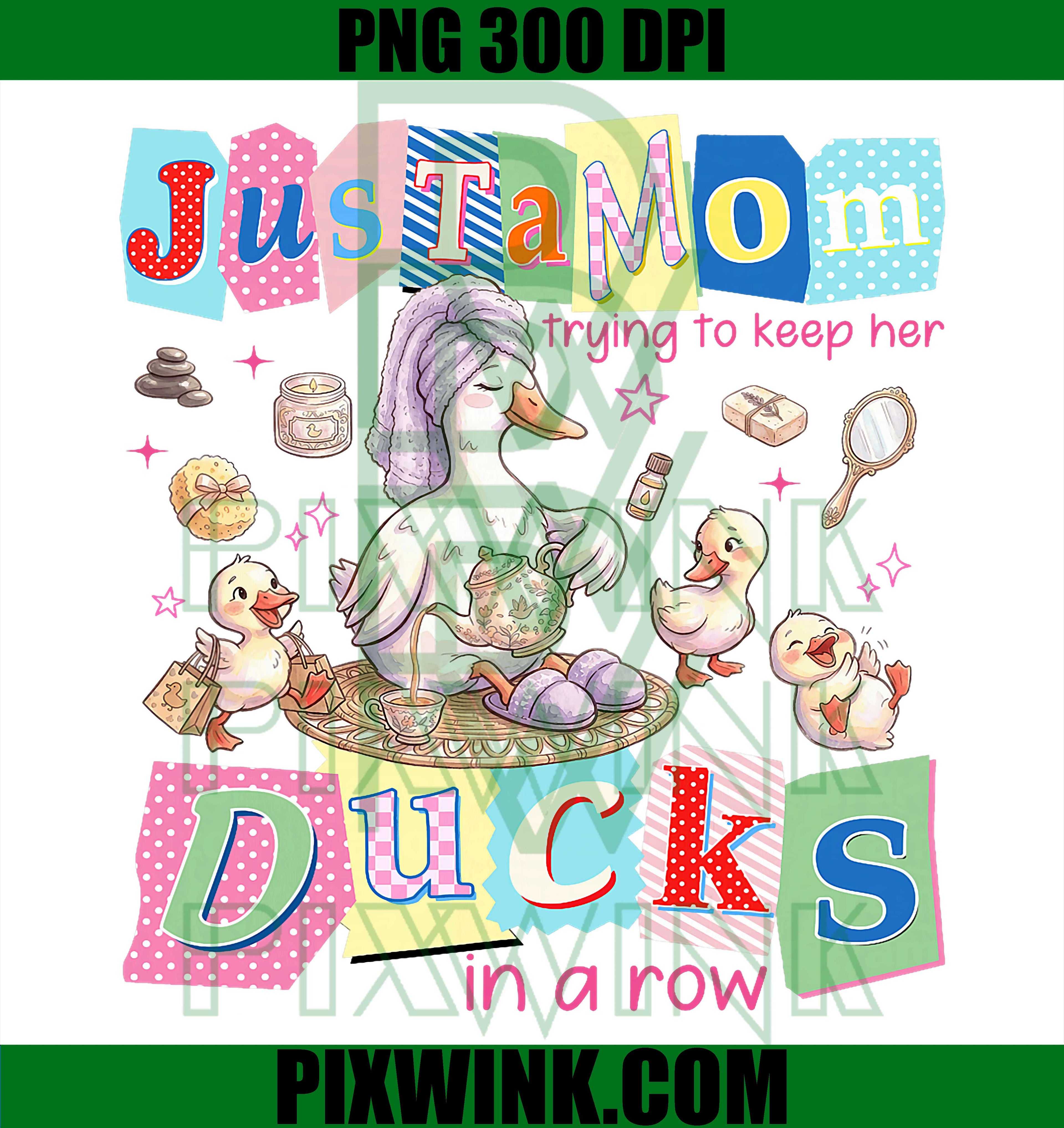 Mom Duck in Row PNG, Funny Goose Mama PNG