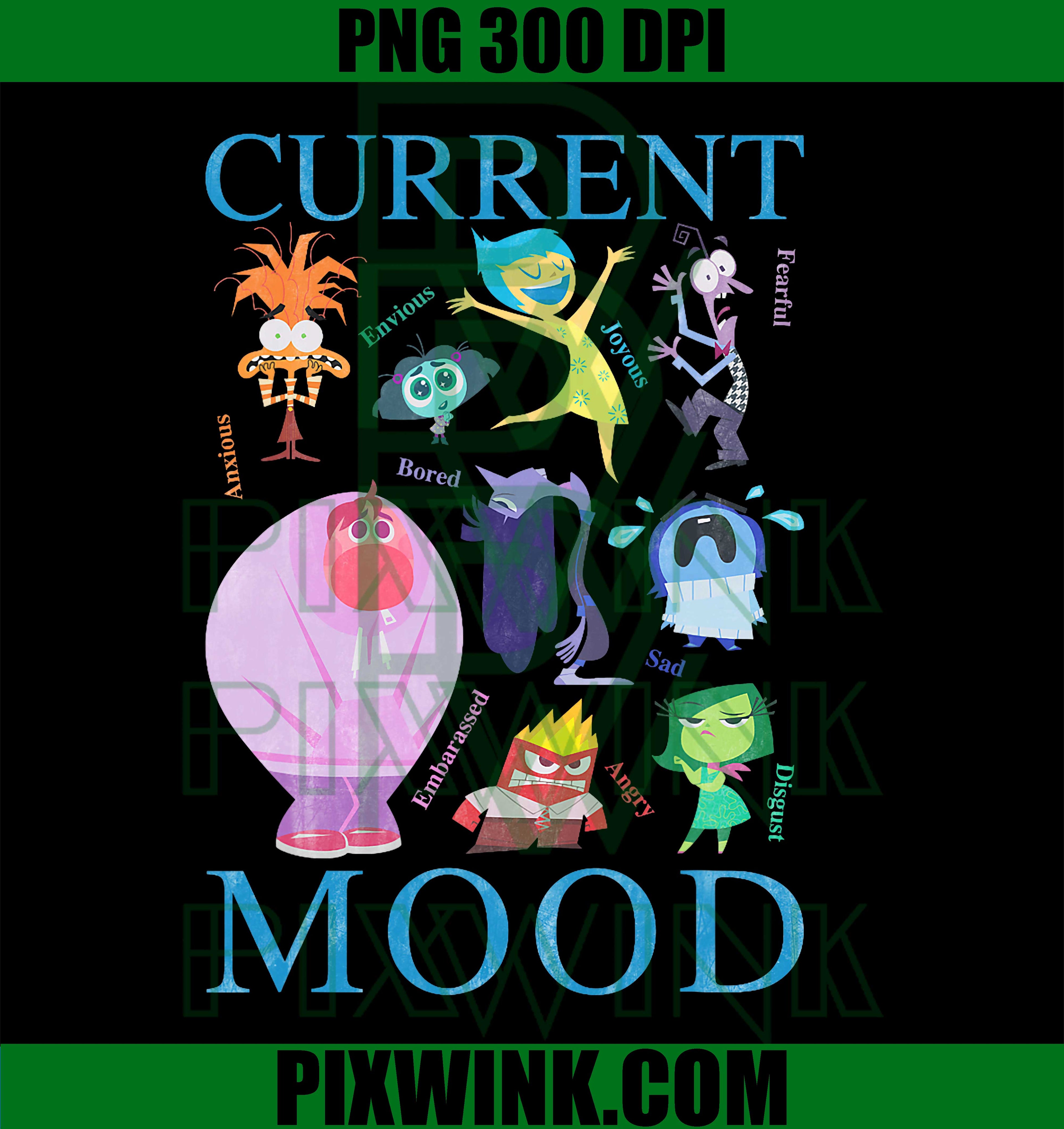 Disney Pixar Inside Out 2 Current Mood Many Emotions Vintage PNG