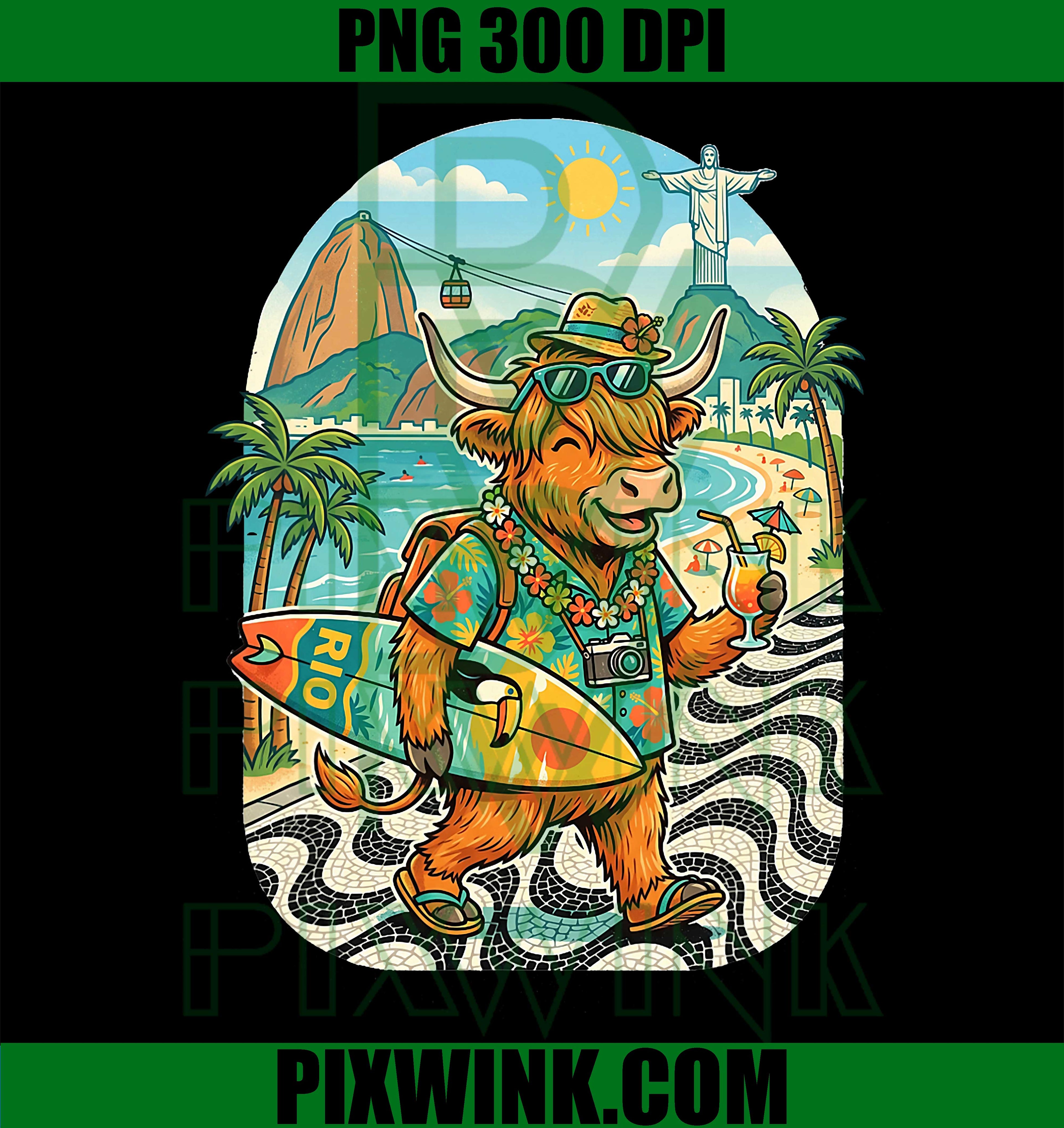 Funny Highland Cow PNG, Brazil Rio Travel Cowgirl PNG
