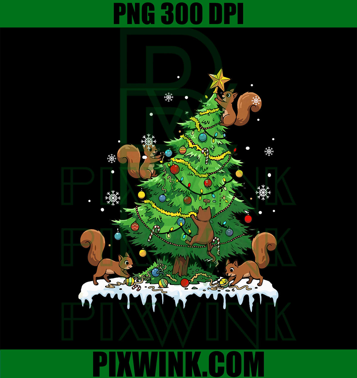 Group Squirrel On Xmas Tree Damage Matching Animal Lover PNG