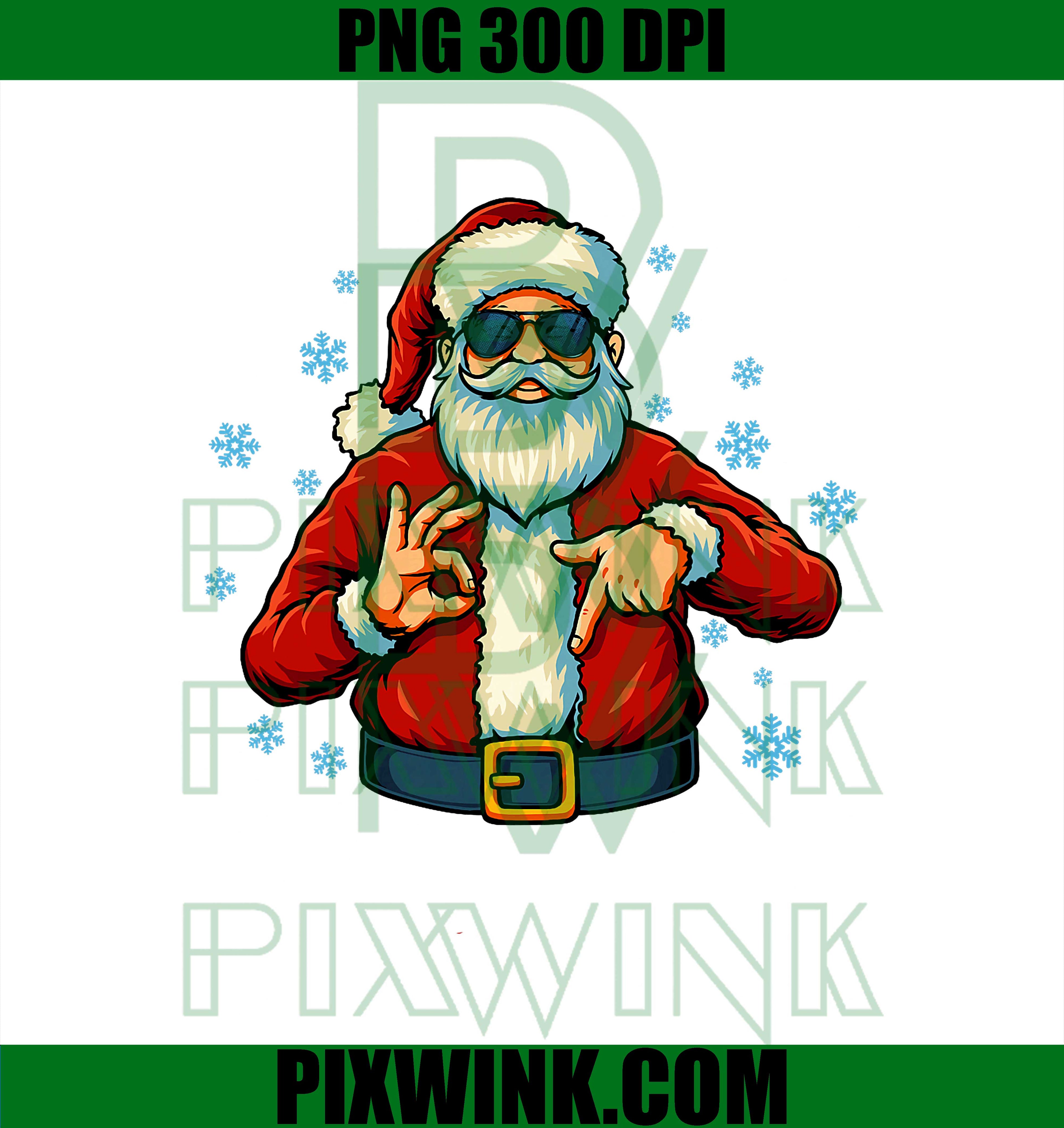 Funny 67 Christmas Santa Claus Hands Six Seven Numbers Meme PNG
