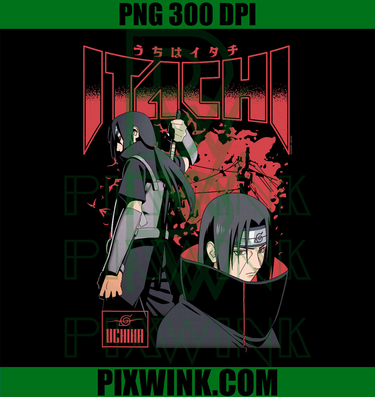 Naruto Shippuden Itachi Uchiha Red Splatter Anime PNG