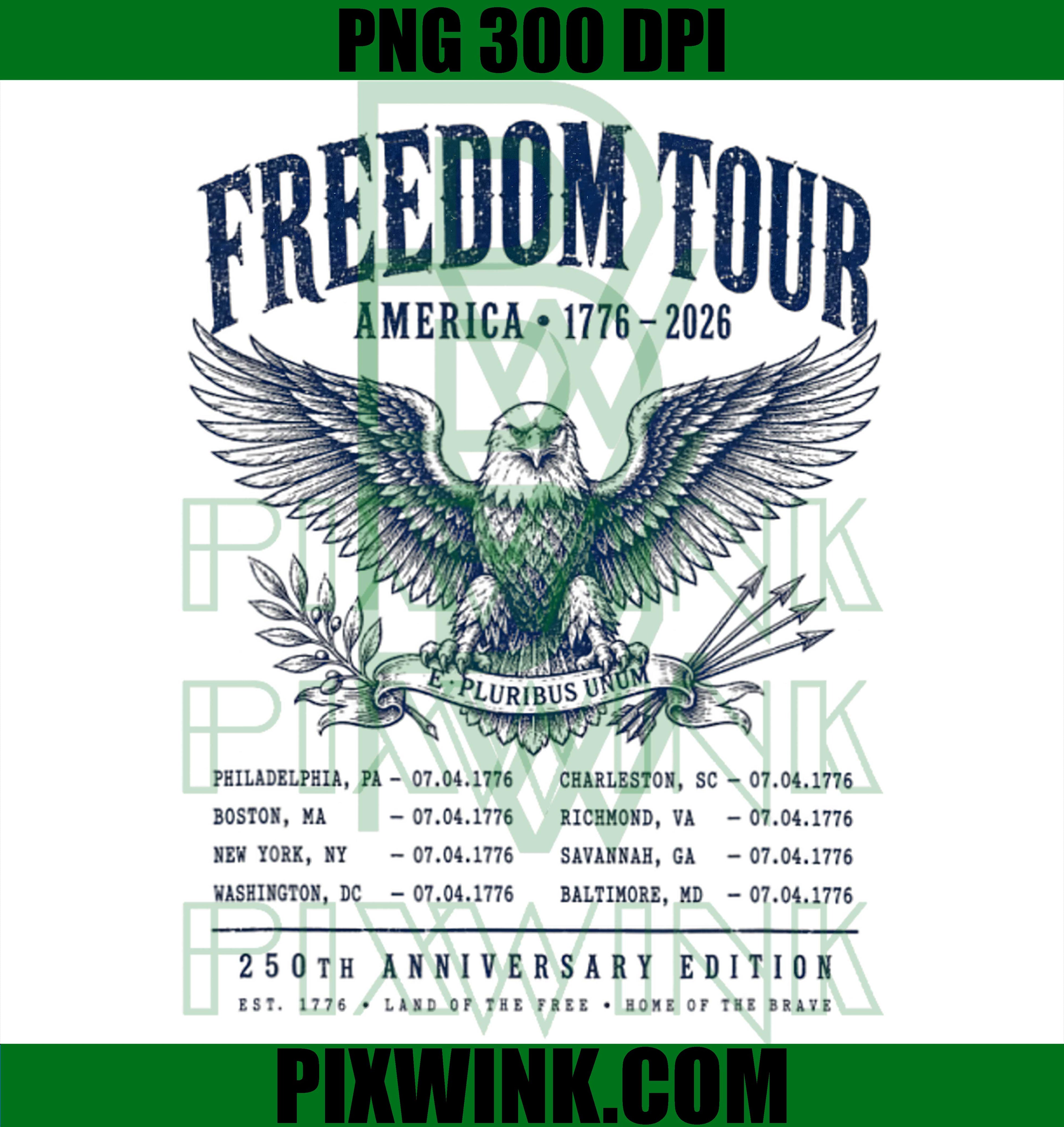Freedom Tour 1776 2026 PNG, USA 250th Anniversary PNG, Patriotic Independence PNG
