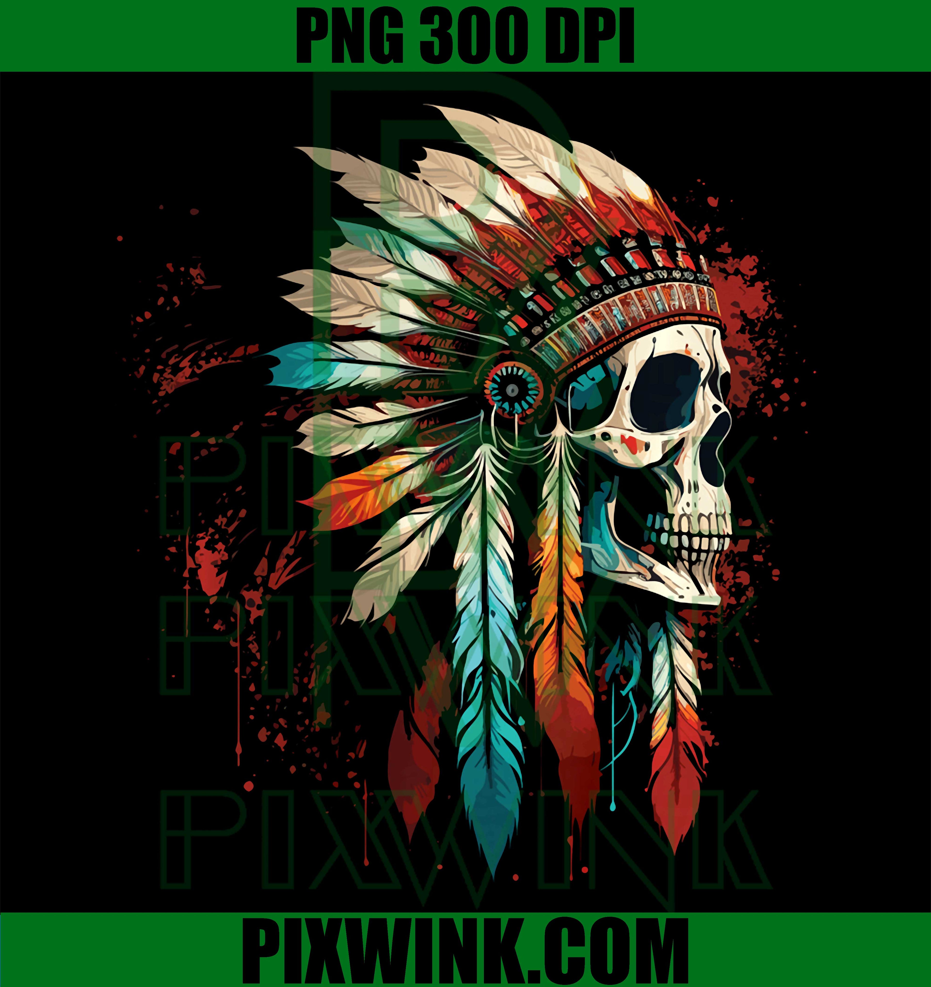 Native American Indian Chief Skull PNG, Motorcycle Biker Graphics PNG