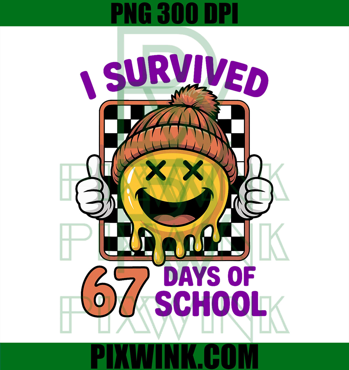 I Survived 67 Days of School, Retro Teacher Student Six Seven PNG