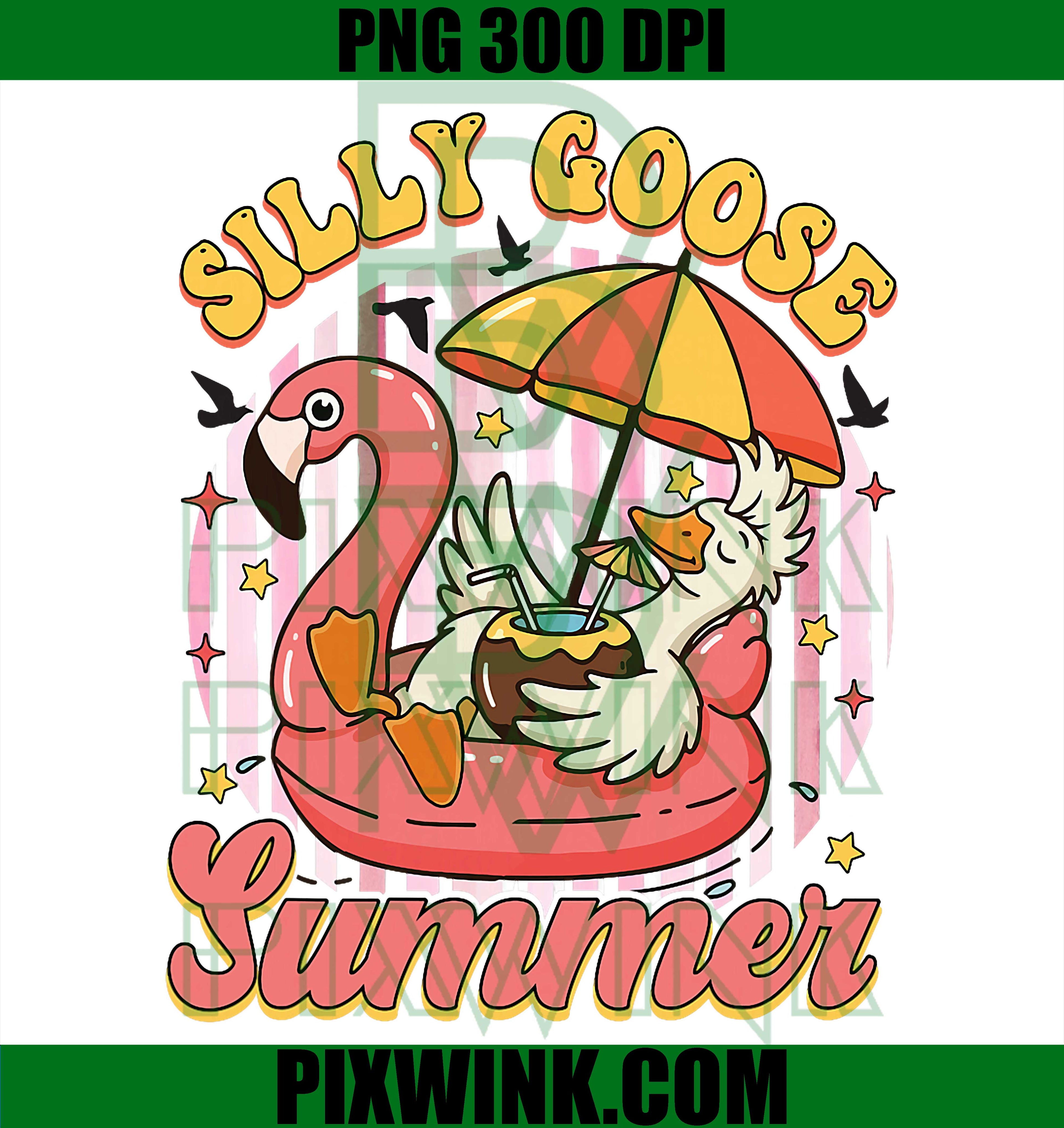 Silly Goose Summer PNG, Funny Beach Vacation Goose PNG