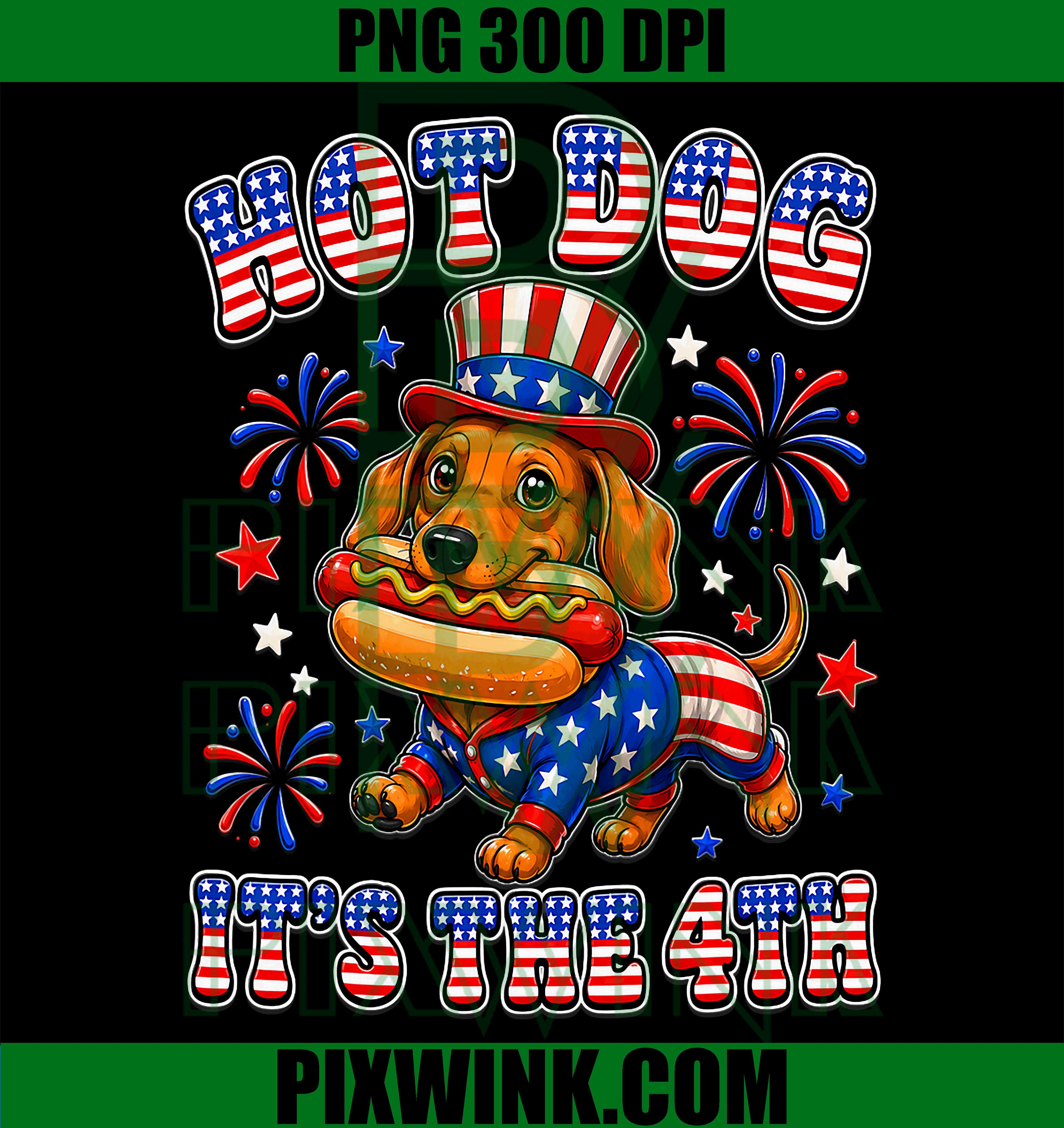 Funny Hotdog Dachshund PNG, 4th July Patriotic USA PNG