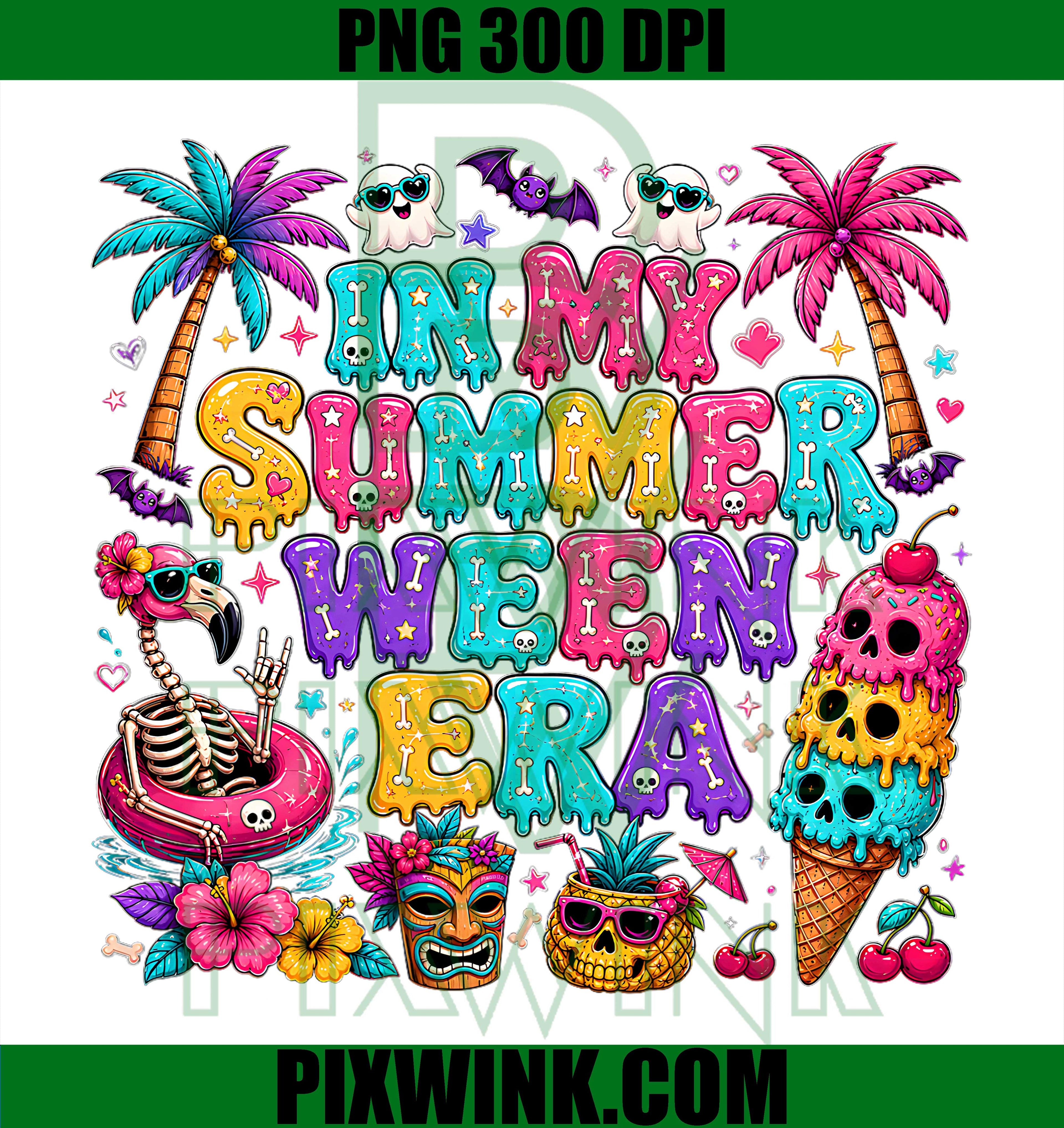Summerween Spooky Beach PNG, Creepy Cute Vacation PNG