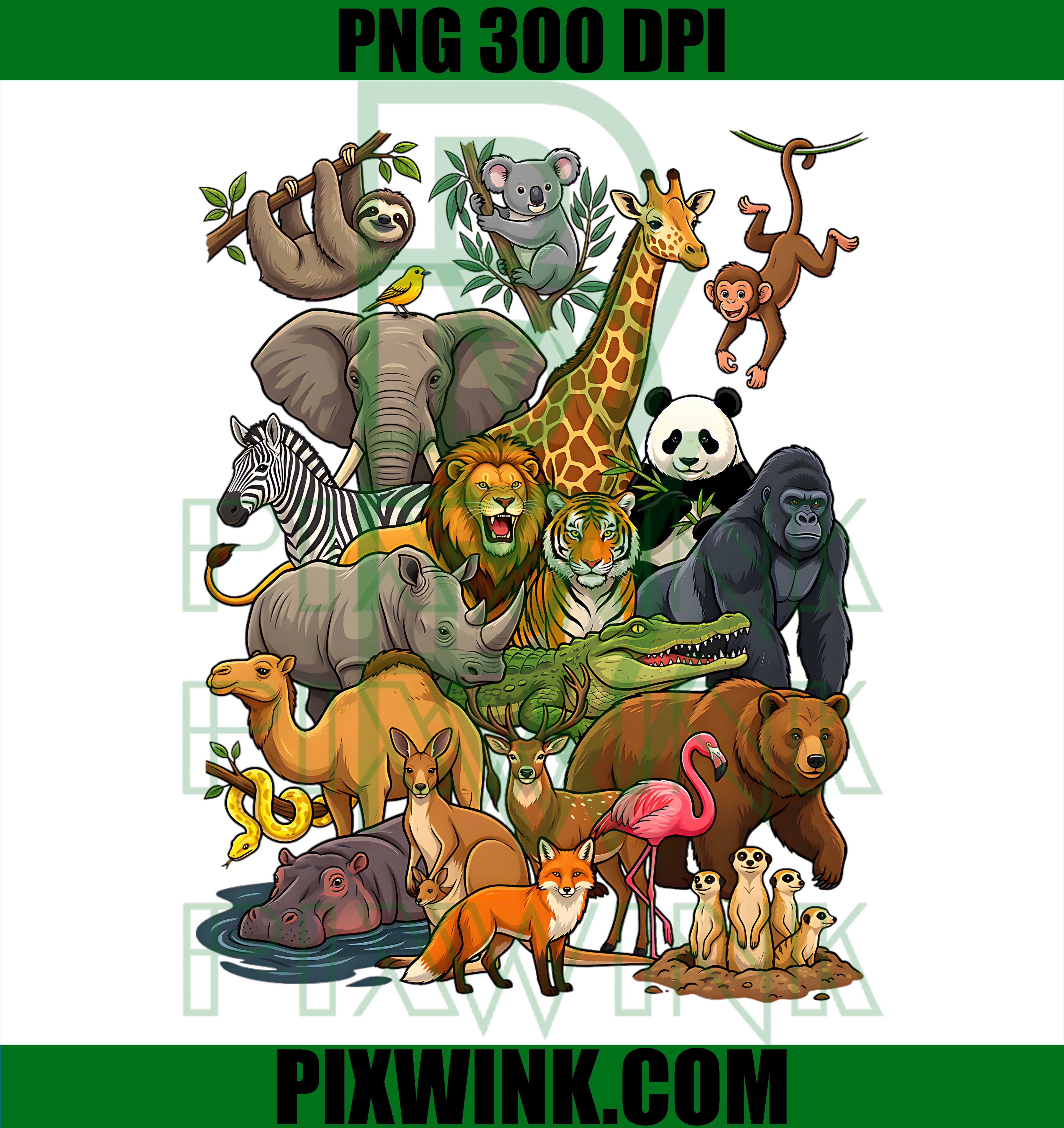Wild Animal Kingdom Collage PNG, Ultimate Safari Wildlife Art PNG
