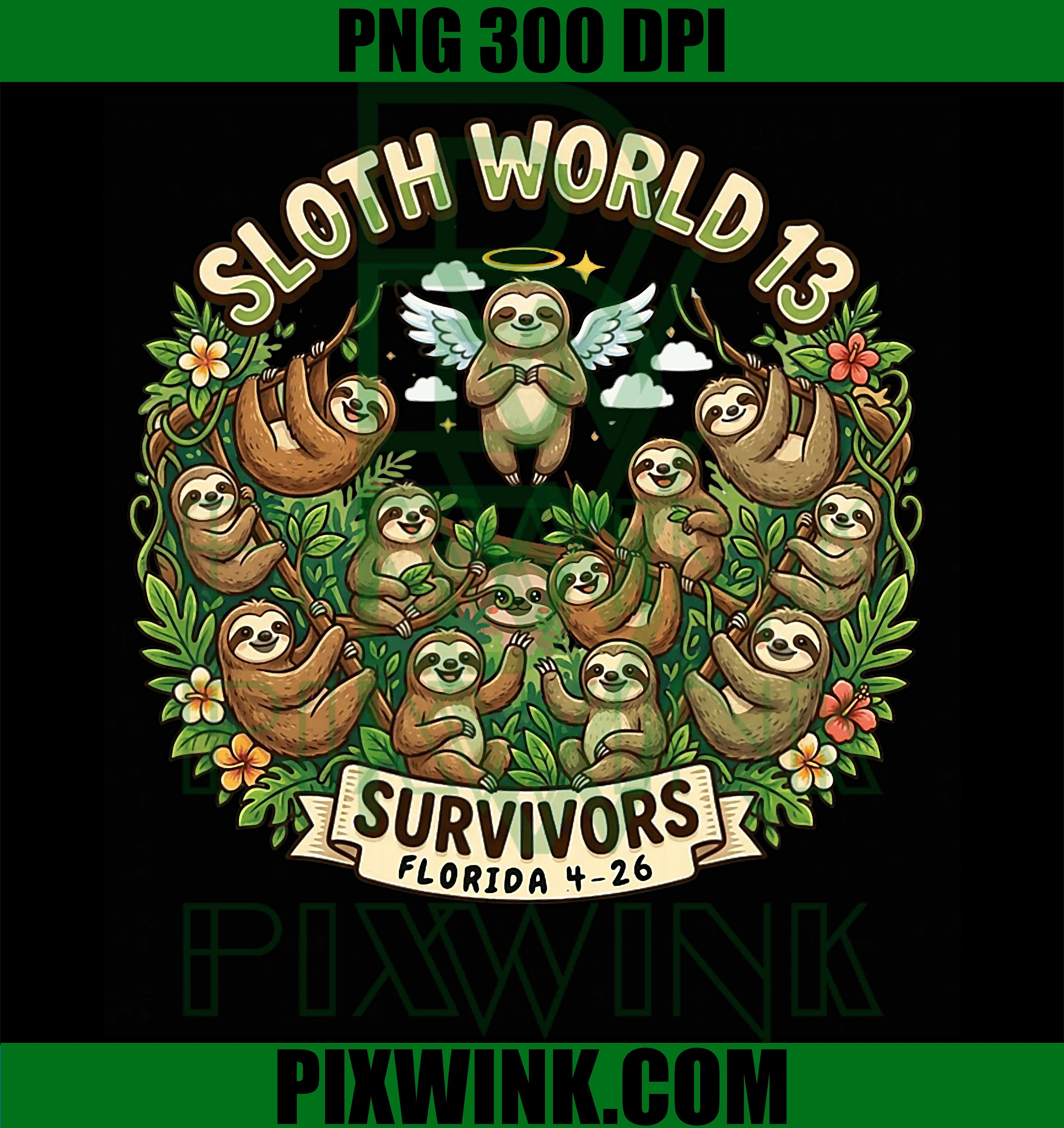 Sloth World 13 PNG, Survivors Design PNG