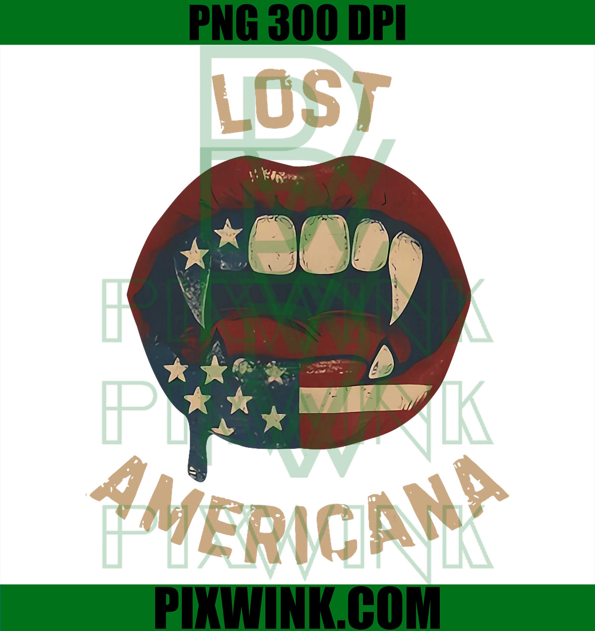Lost Americana PNG, Vintage Vampire Patriotic Retro USA PNG
