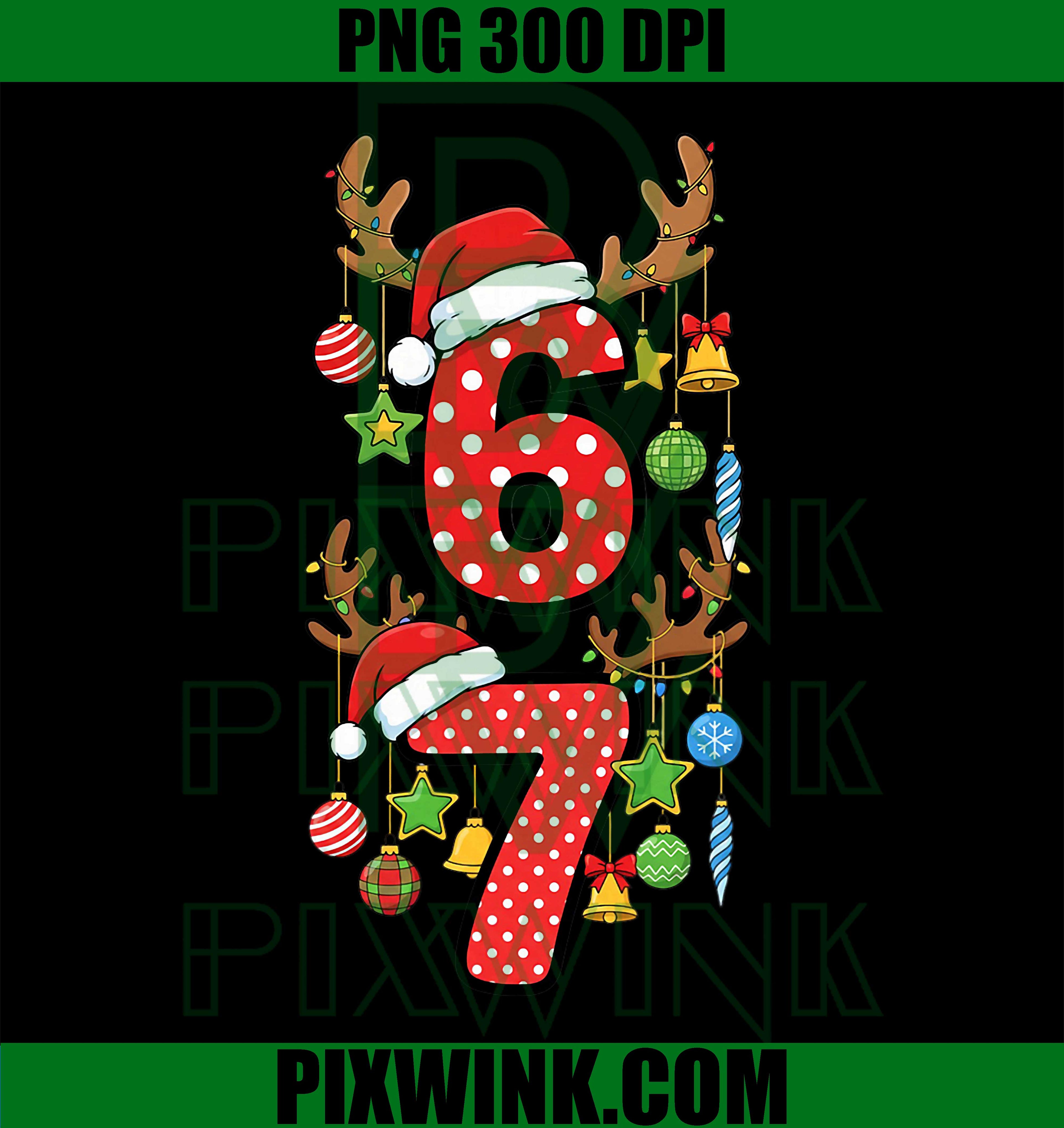 Funny 67 Six Seven Christmas PNG