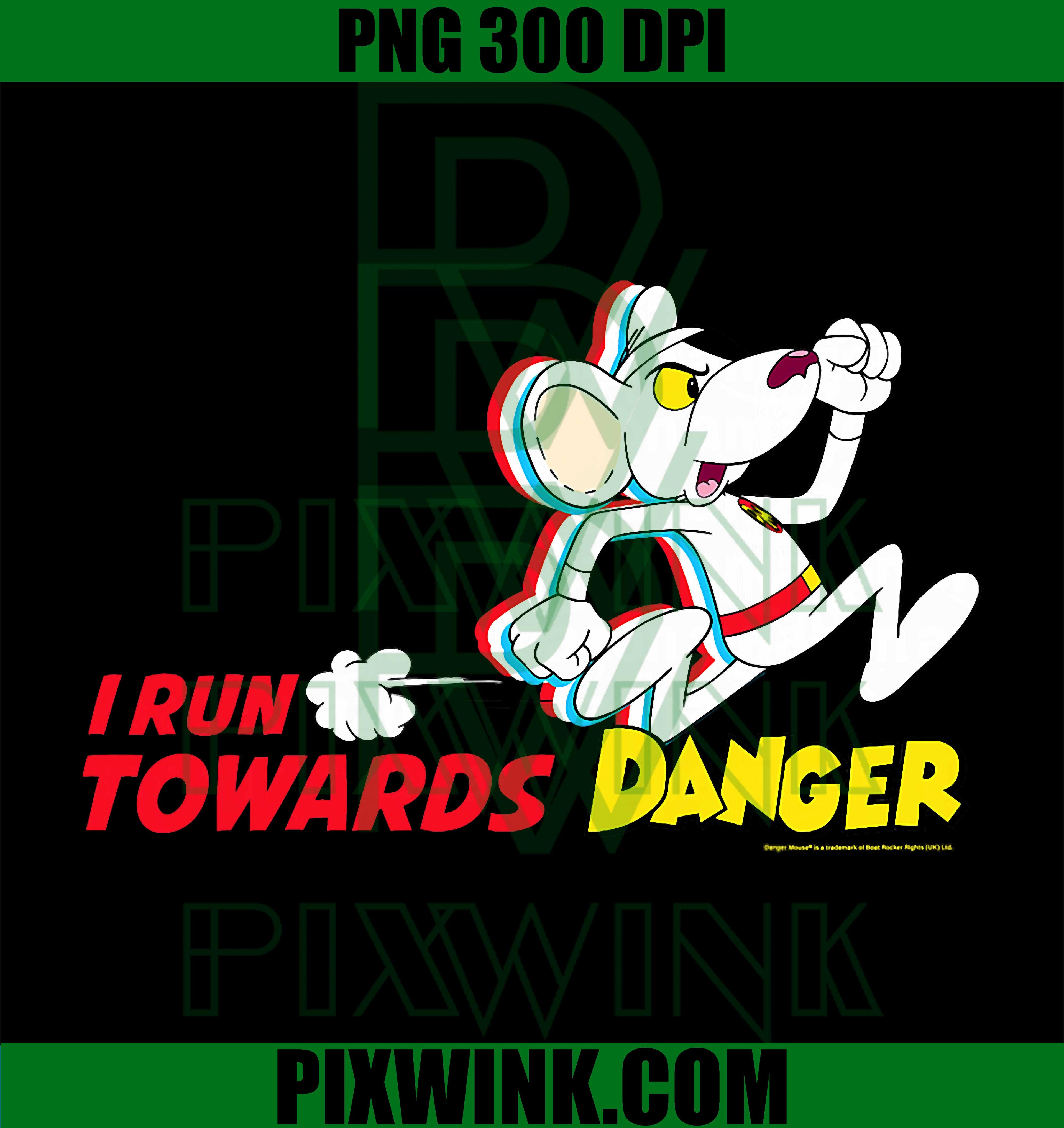 Danger Mouse Run Towards Danger PNG, Retro Cartoon Hero Graphic PNG