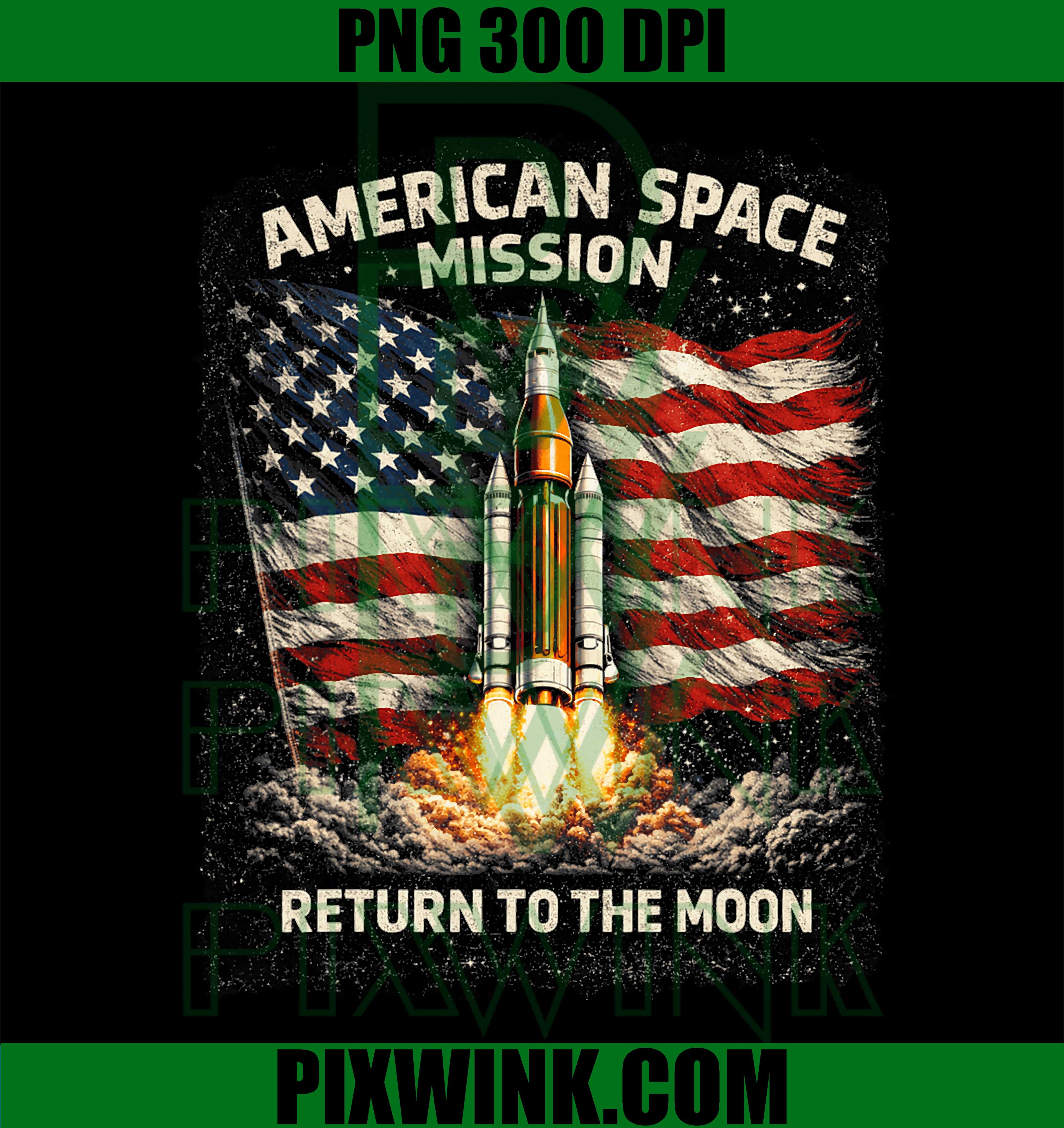 Return To The Moon 2026 Rocket Launch PNG, Lunar Mission Retro Space Design