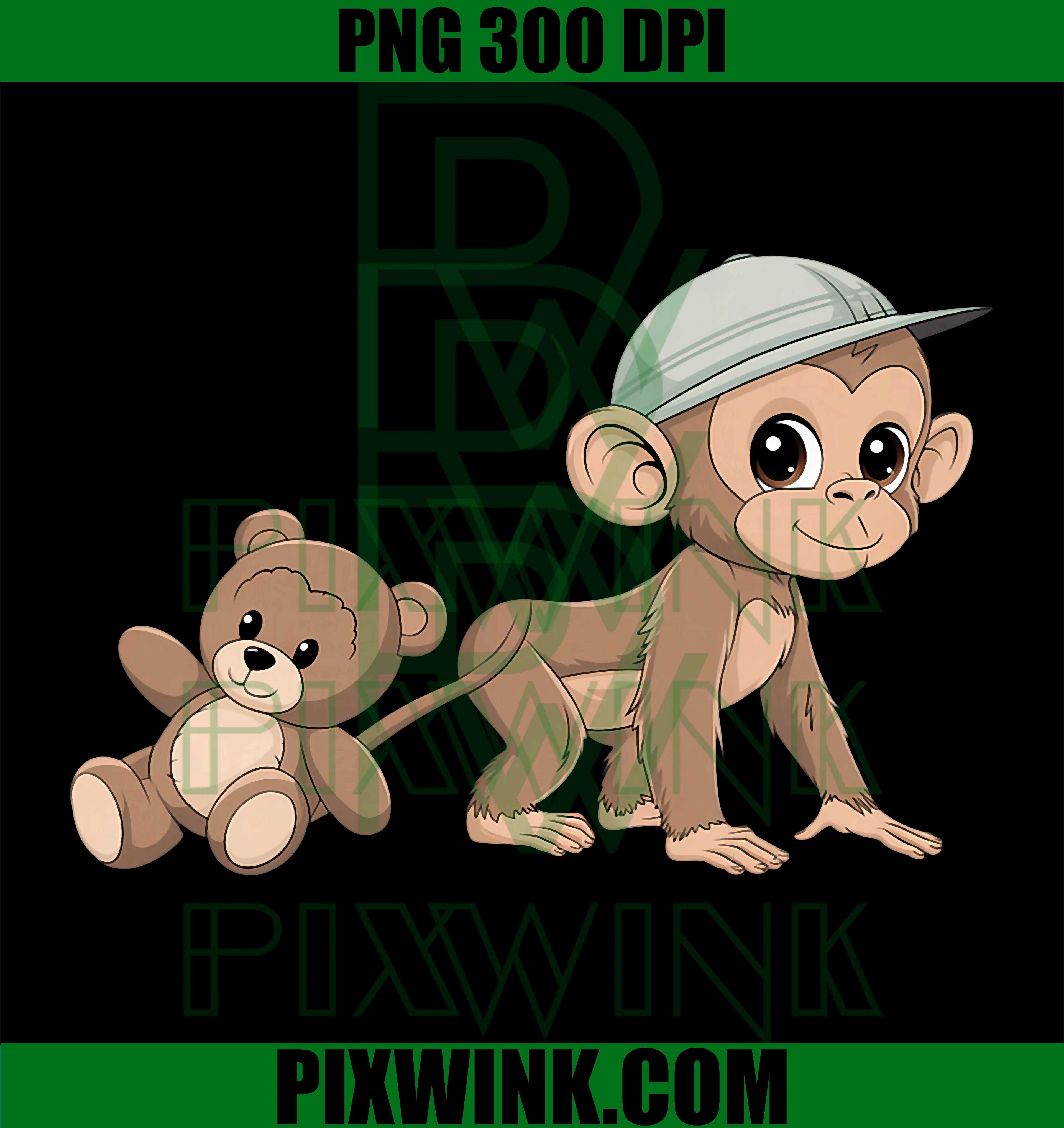Punch Monkey Teddy Bear PNG, Cuddling Monkey PNG, Cute Monkey Meme PNG