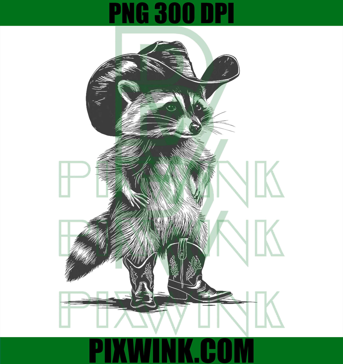Raccoon Cowboy, Funny Raccoon Graphic PNG