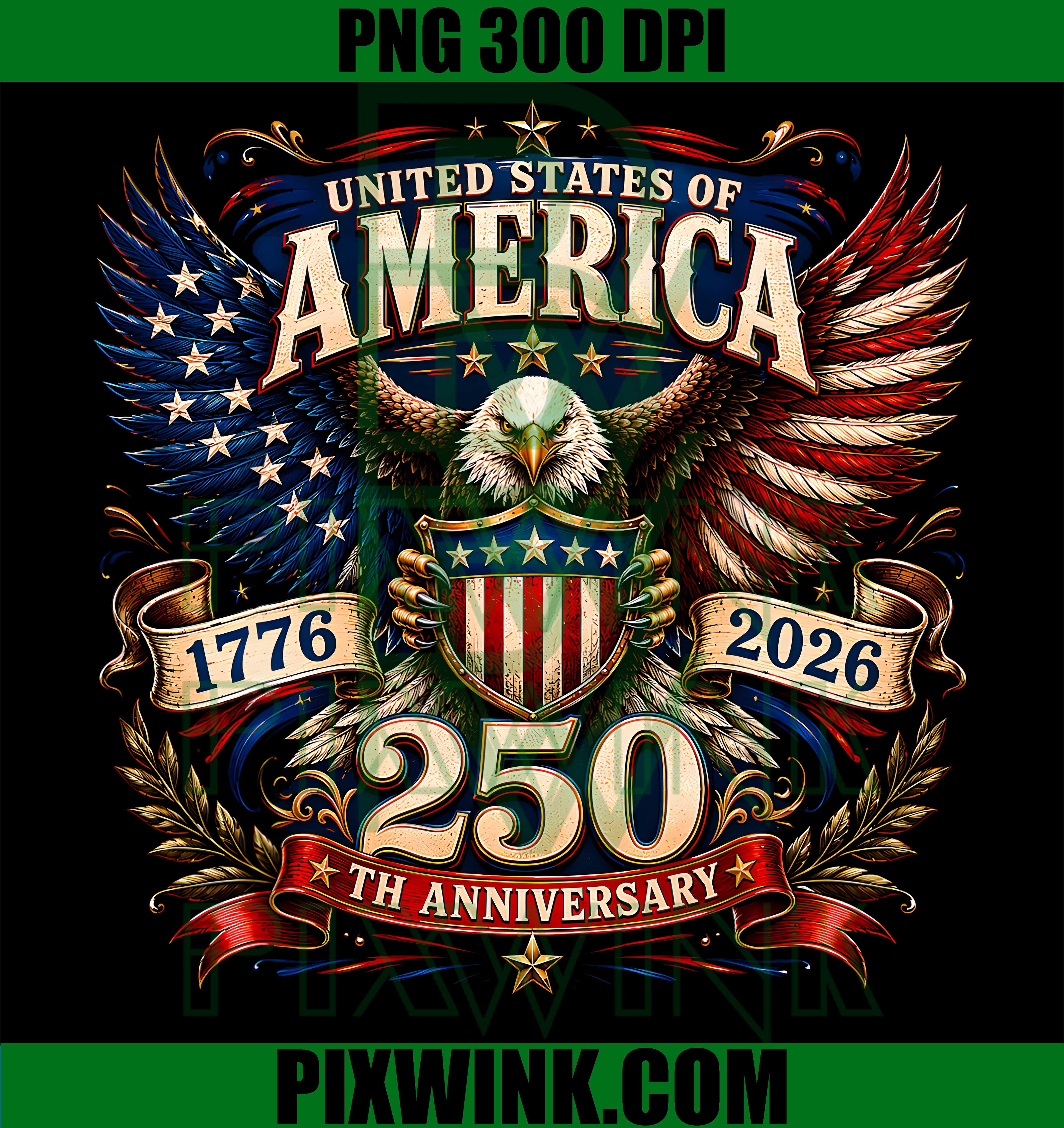 United States America Eagle Patriot PNG, 250th Anniversary 1776 2026 PNG