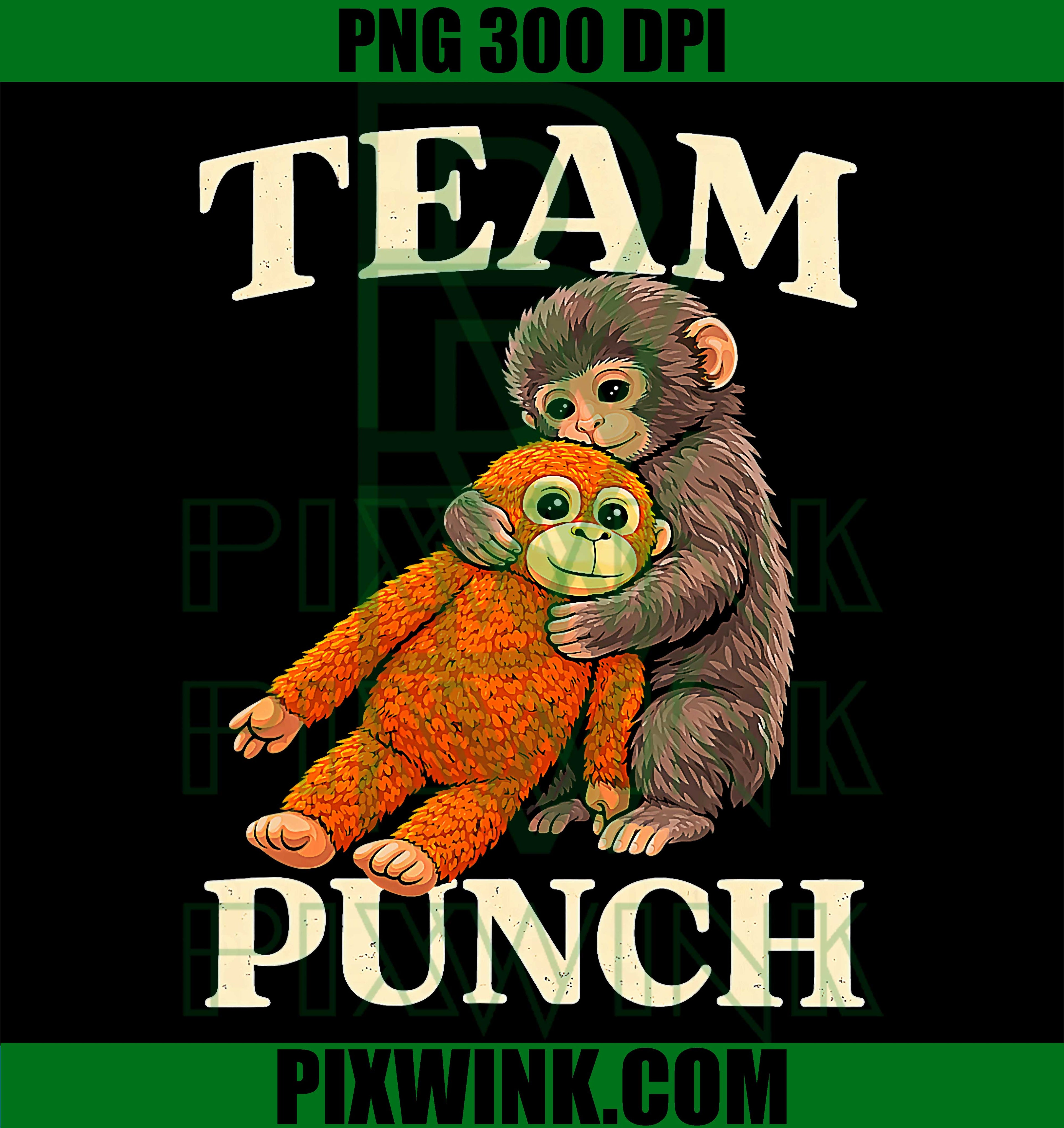 Retro Cute Baby Monkey Punch PNG, Team Punch Funny Design PNG