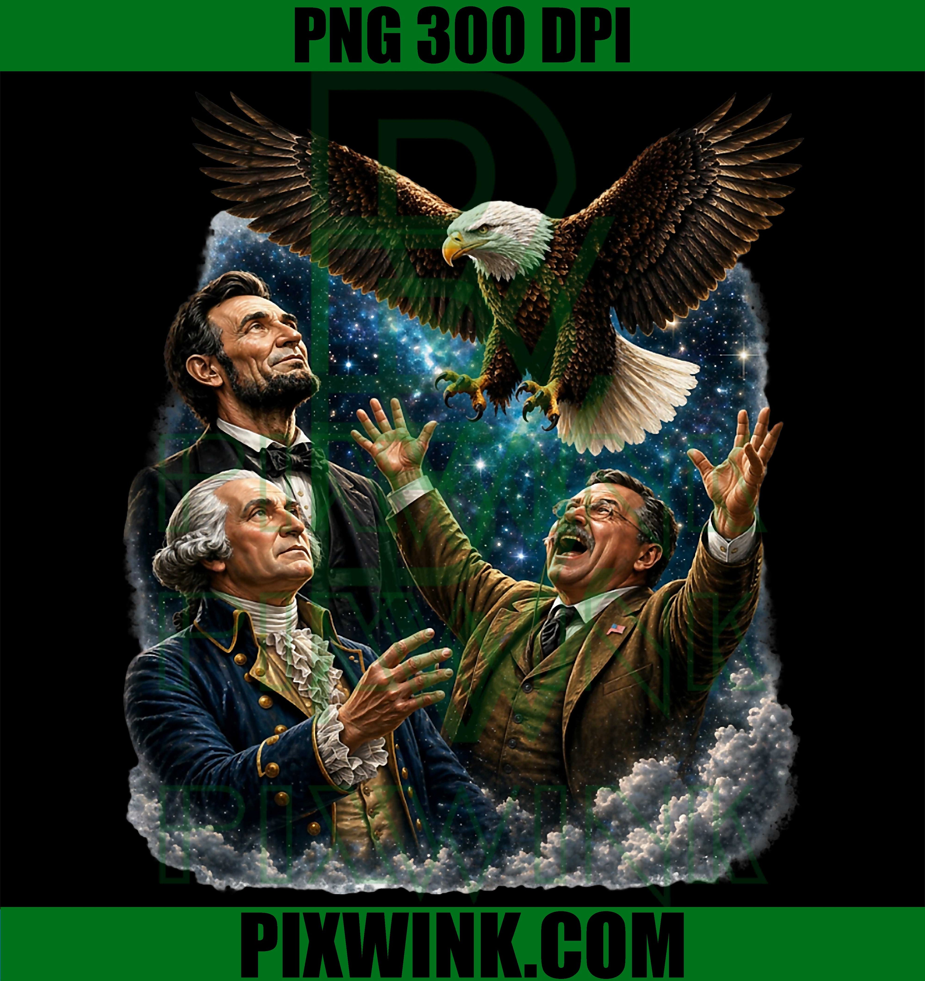 Patriotic Eagle PNG, USA Presidents Funny Bald Eagle PNG Design