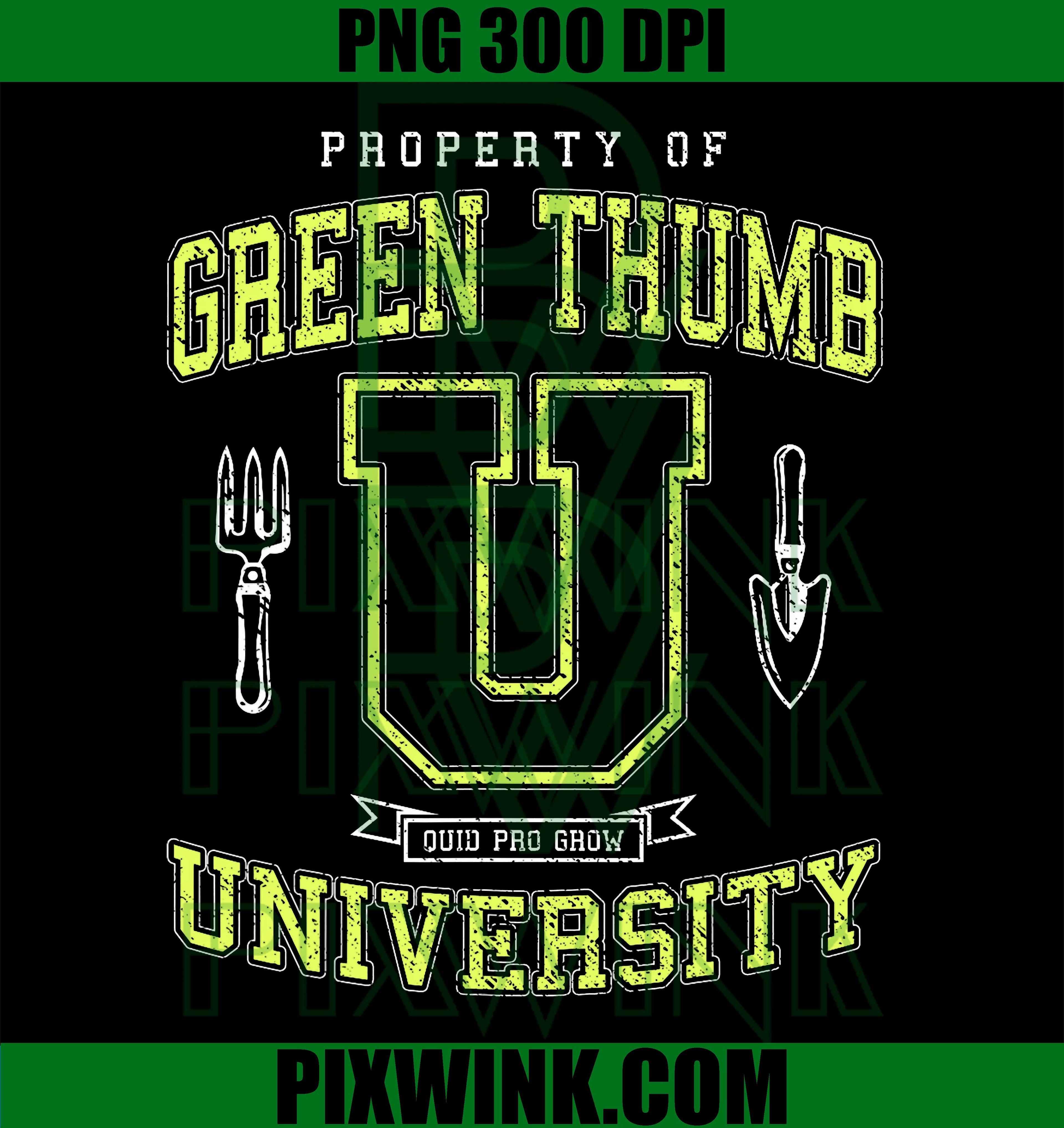 Funny Green Thumb University PNG, Vintage Varsity Plant Lover PNG