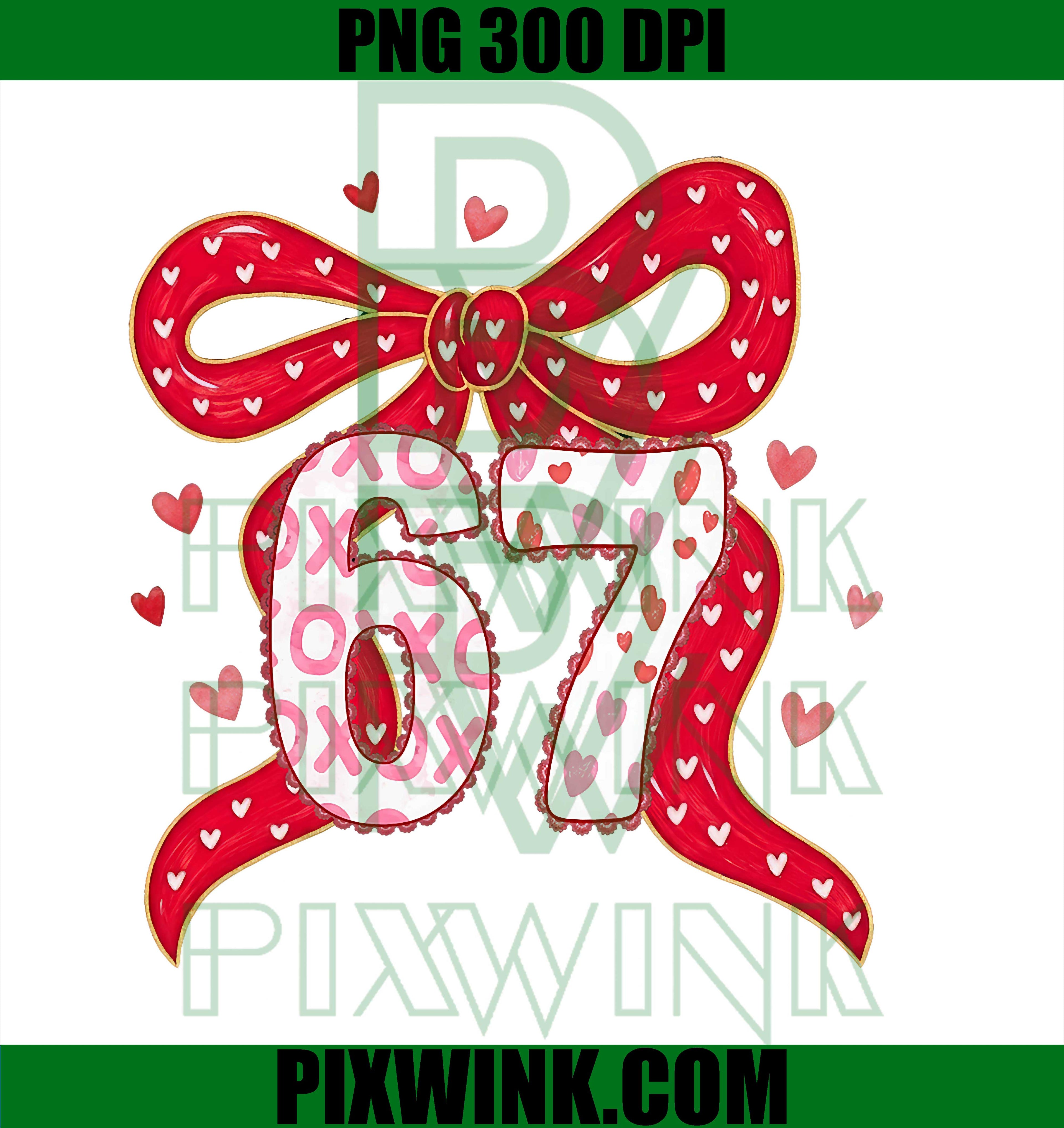 67 Valentine Vibes Coquette Bow Girl PNG