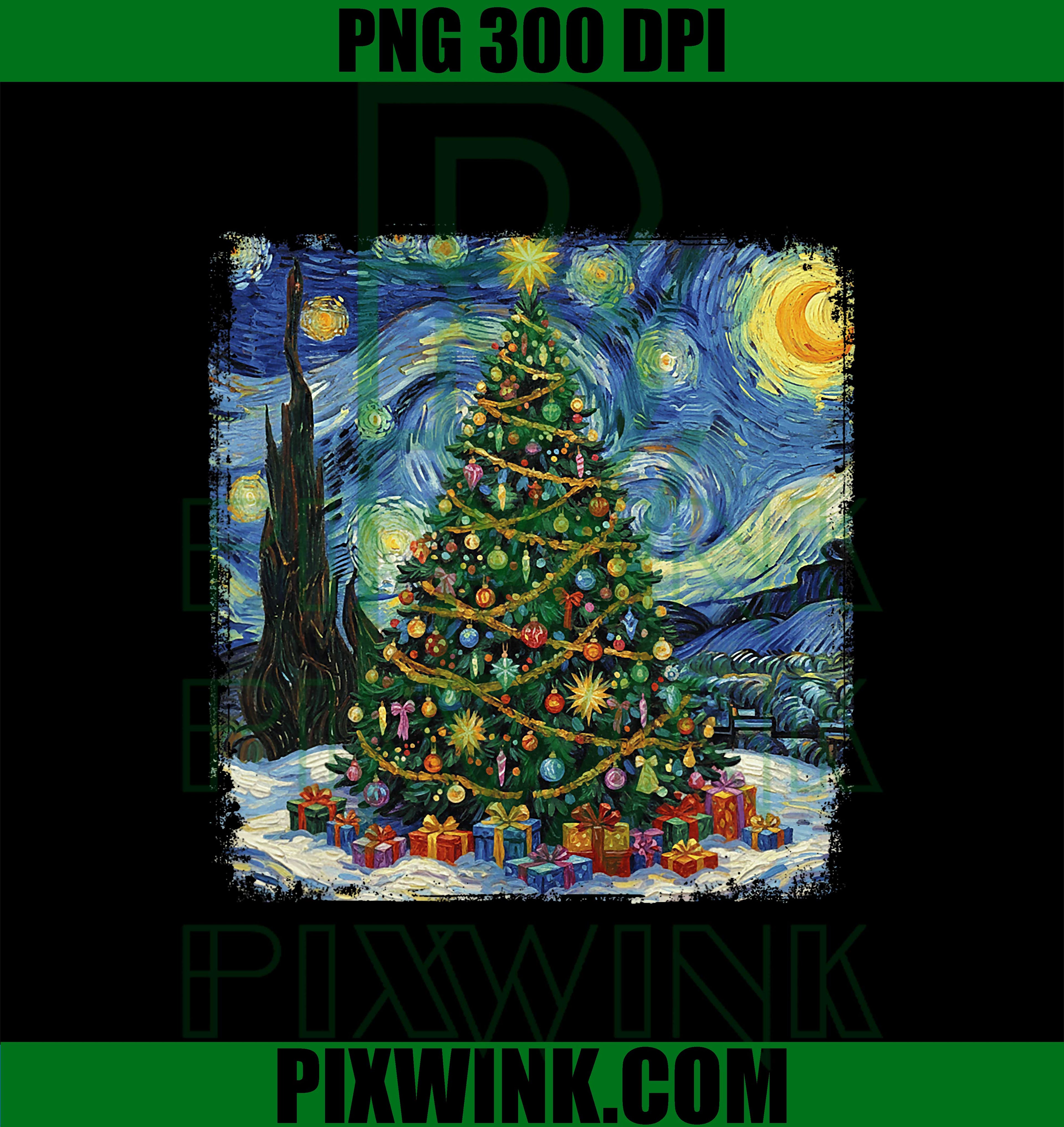 Christmas Tree Van Gogh Starry Night Christmas PNG