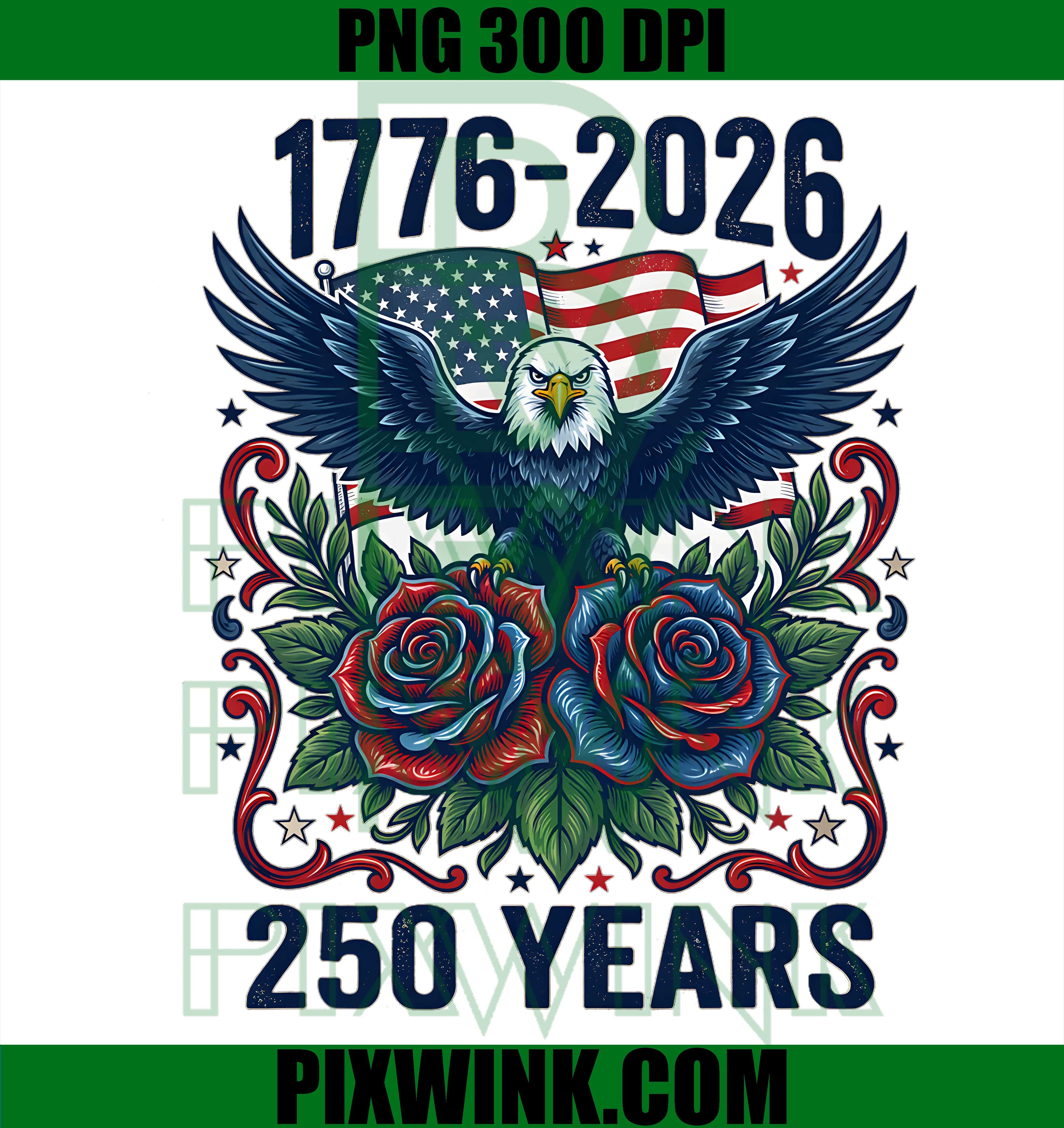 USA 250th Eagle Flag Patriotic PNG, 1776 2026 Anniversary PNG