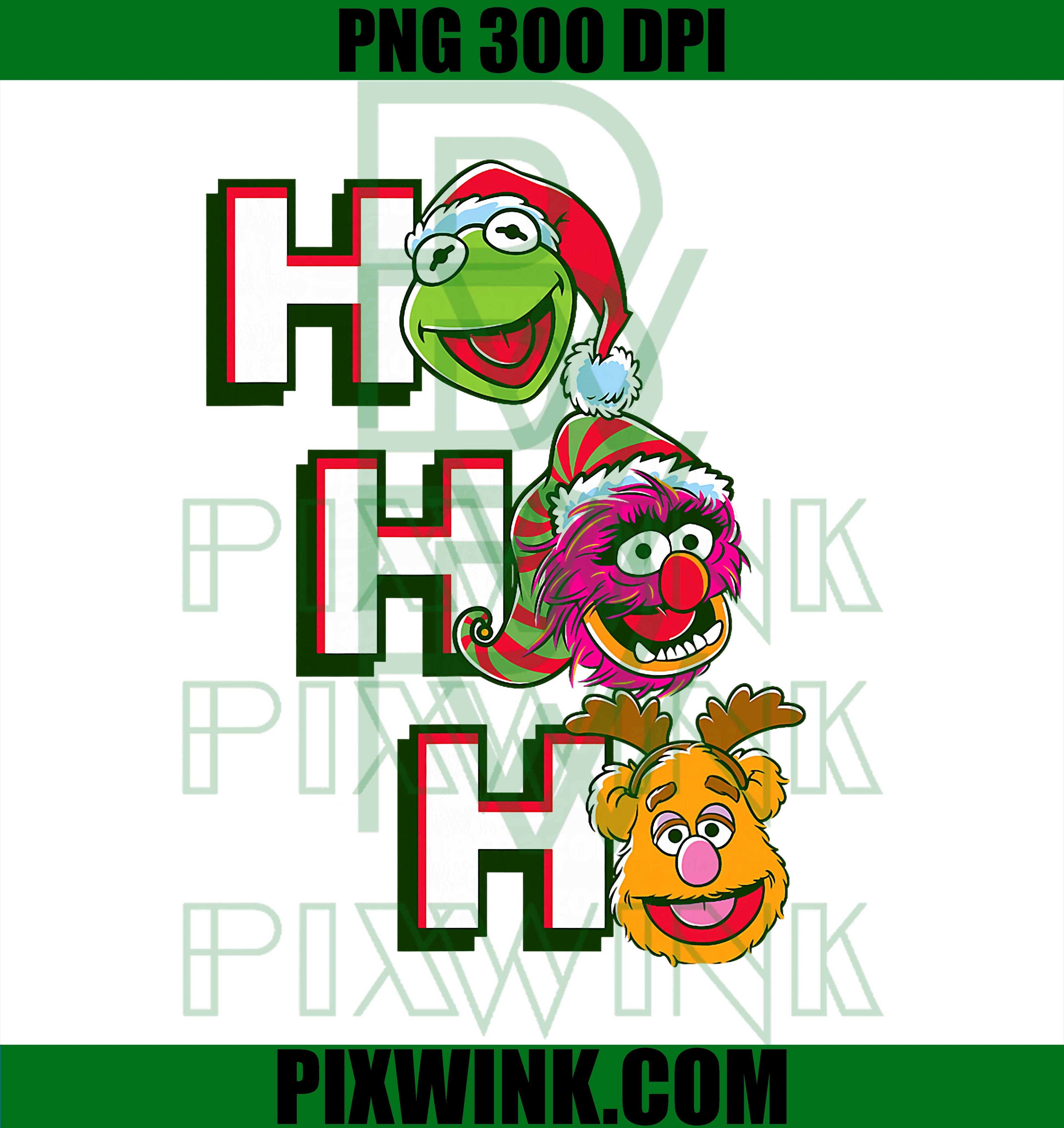 Disney The Muppets Christmas Kermit Animal Fozzie HO HO HO PNG