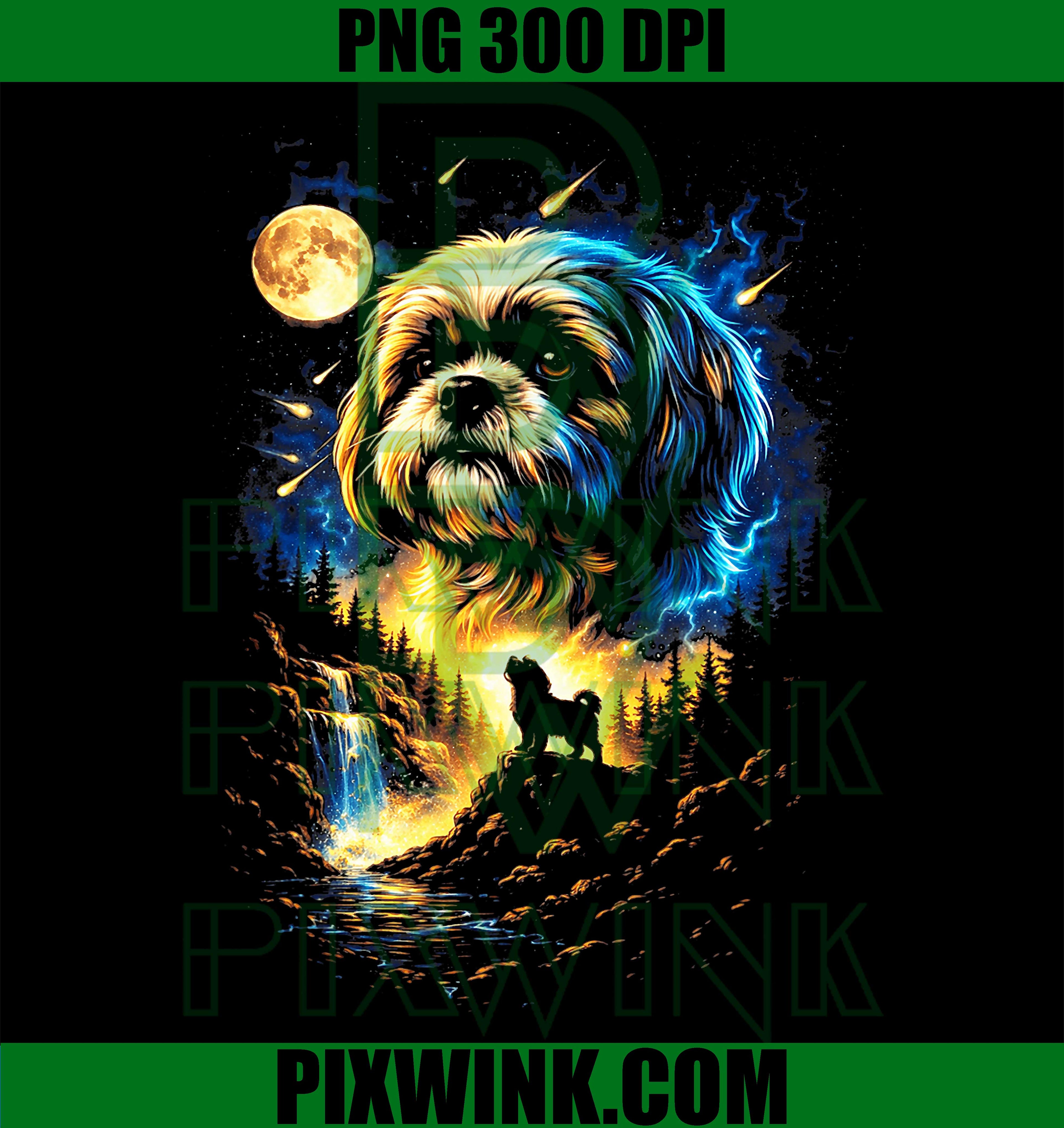 Shih Tzu Howling To The Moon PNG, Vintage 90s Dog PNG
